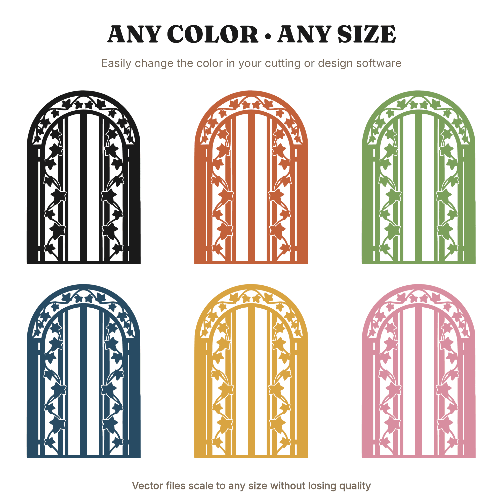 Art Deco Garden Gate SVG PNG, Climbing Ivy Spring Easter Farmhouse Decor Cut File, view 2