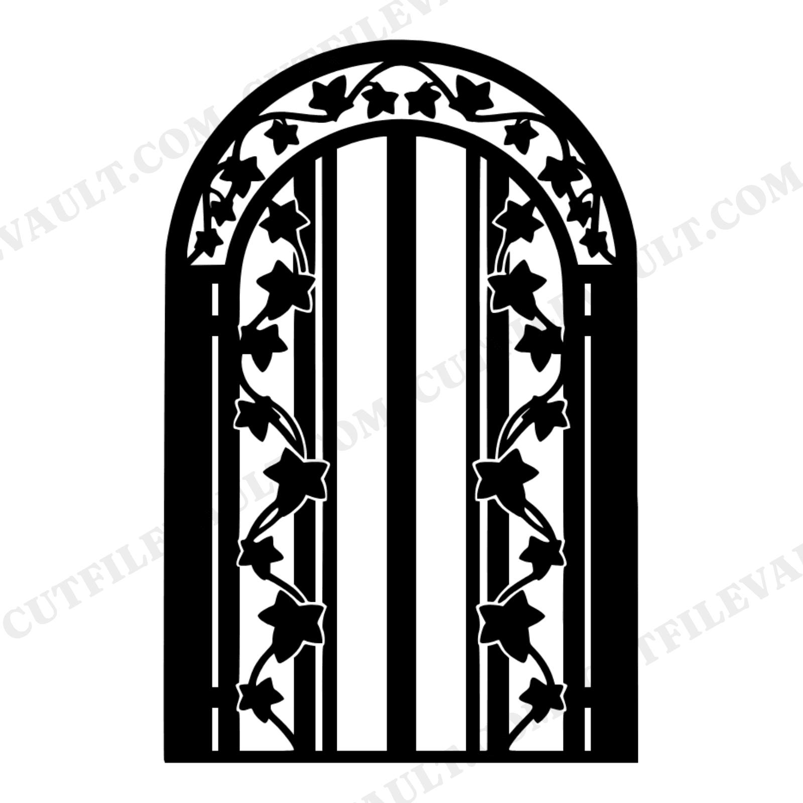 Art Deco Garden Gate SVG PNG, Climbing Ivy Spring Easter Farmhouse Decor Cut File, view 1