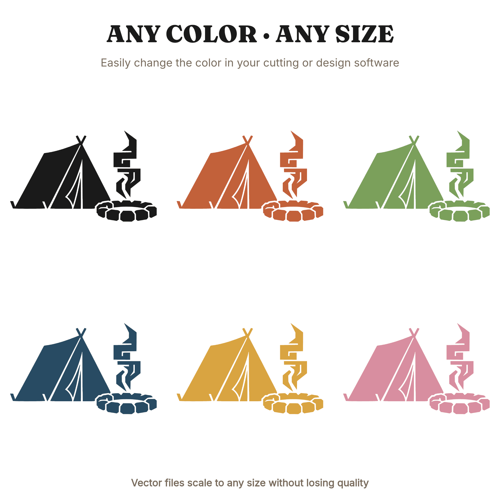 Art Deco Winter Camping SVG PNG, Geometric Tent Campfire Scene Cut File, Vintage Outdoor Adventure, view 2