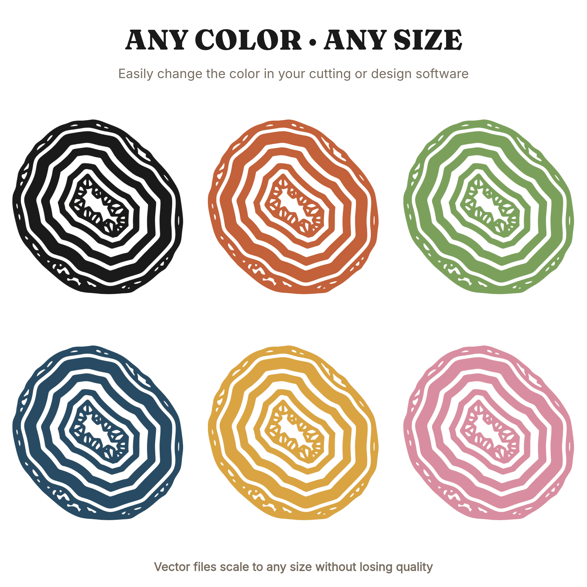 Retro Geode Slice SVG, Agate Cross Section PNG, 70s Groovy Crystal Cut File, Vintage Nature Design, view 2