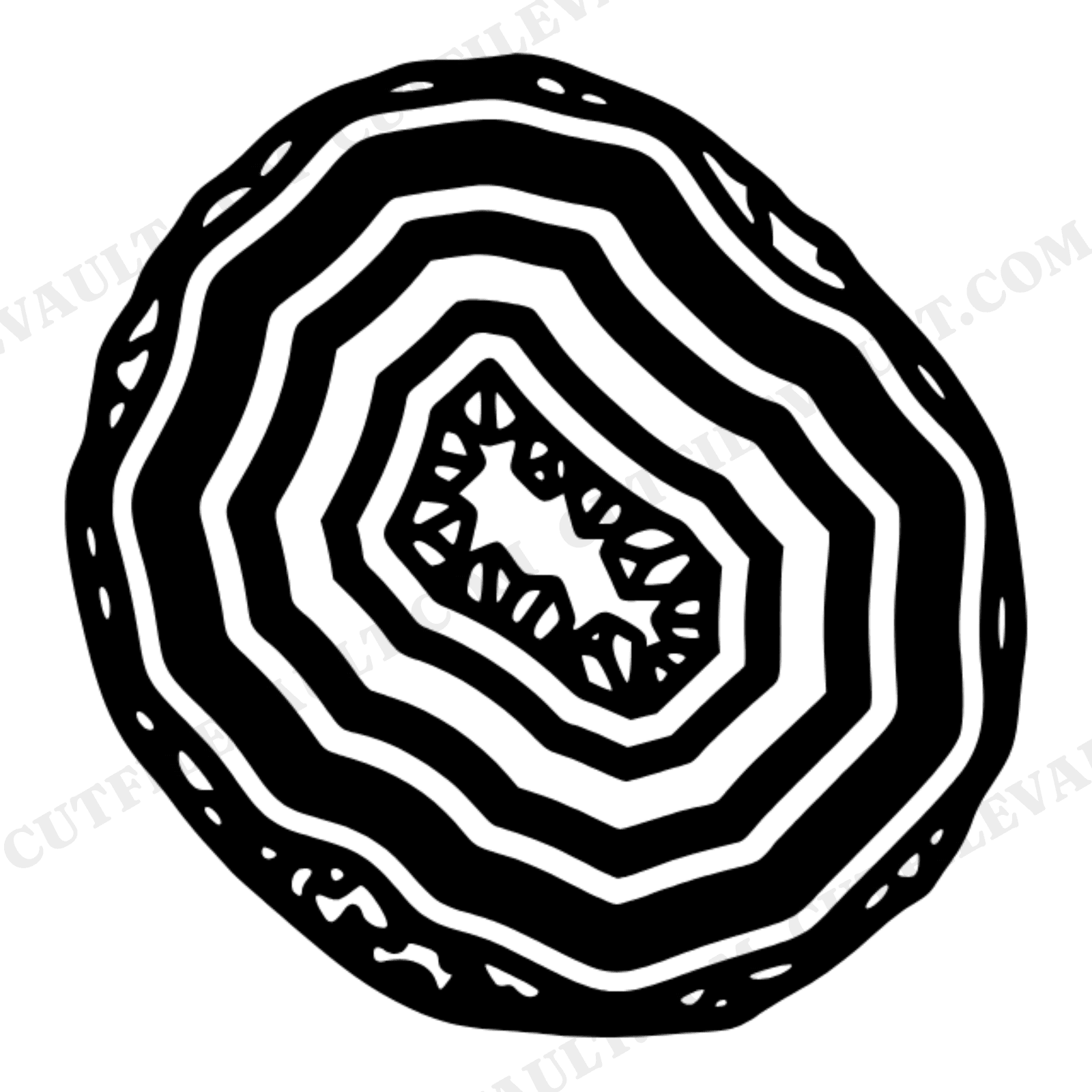 Retro Geode Slice SVG, Agate Cross Section PNG, 70s Groovy Crystal Cut File, Vintage Nature Design, view 1