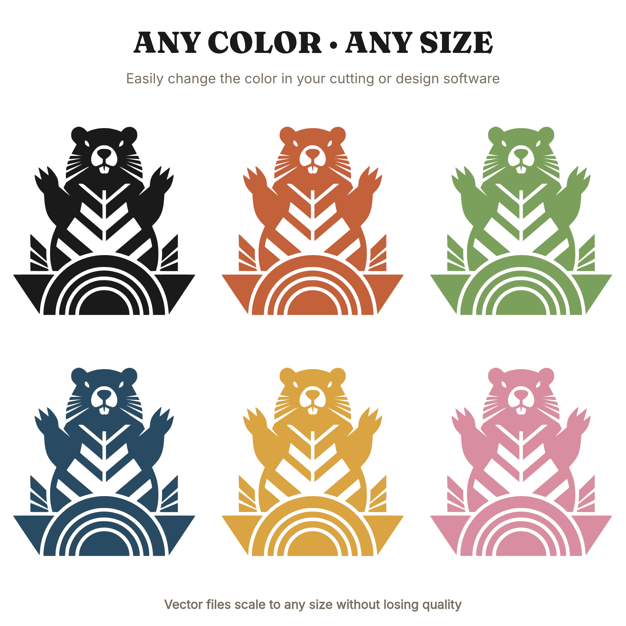 Art Deco Groundhog SVG PNG, Geometric Groundhog Day Cut File, Groundhog Emerging From Burrow, view 2