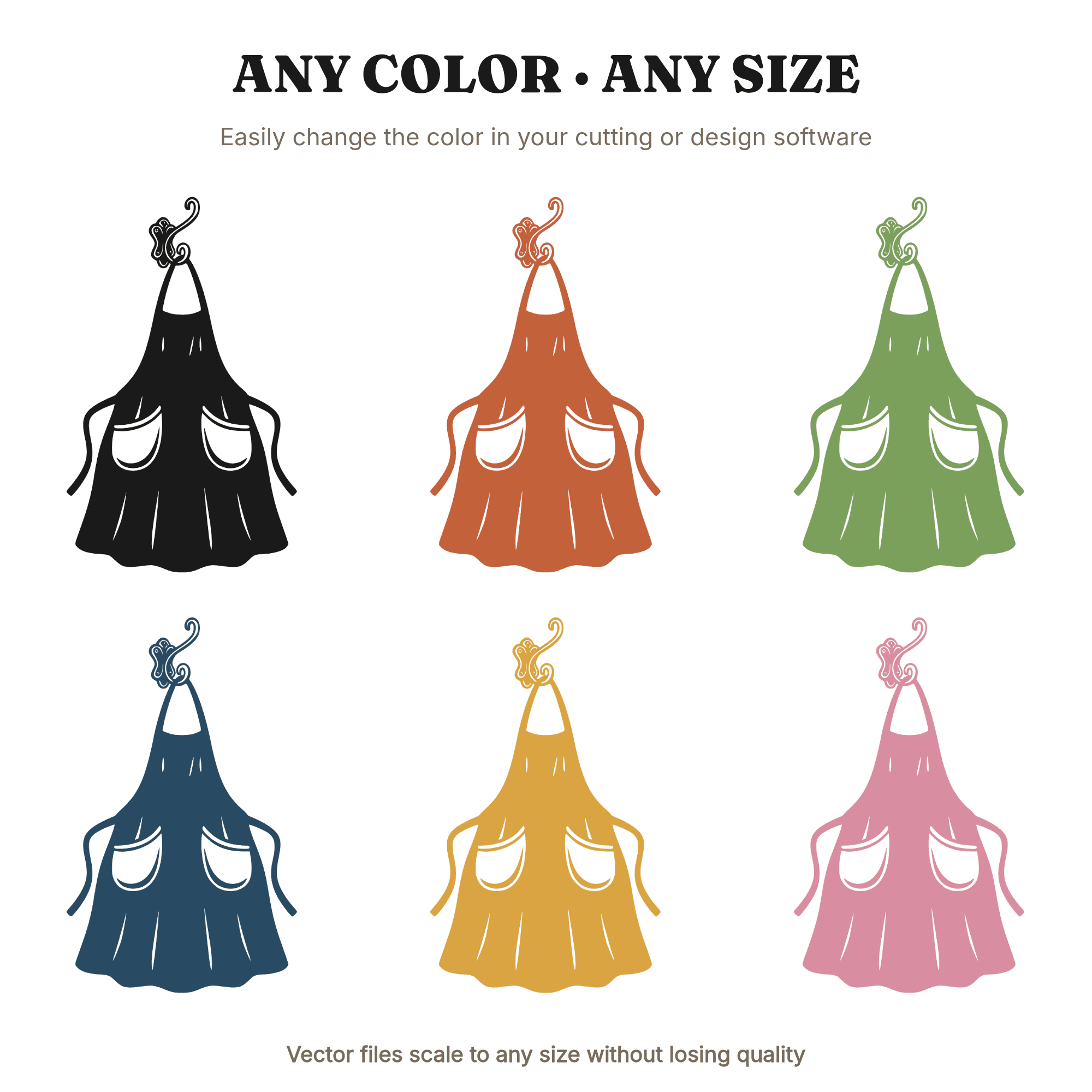 Farmhouse Apron SVG with Y2K Bubble Pockets on Hook PNG Kitchen Wall Art Cut File for Cricut, view 2