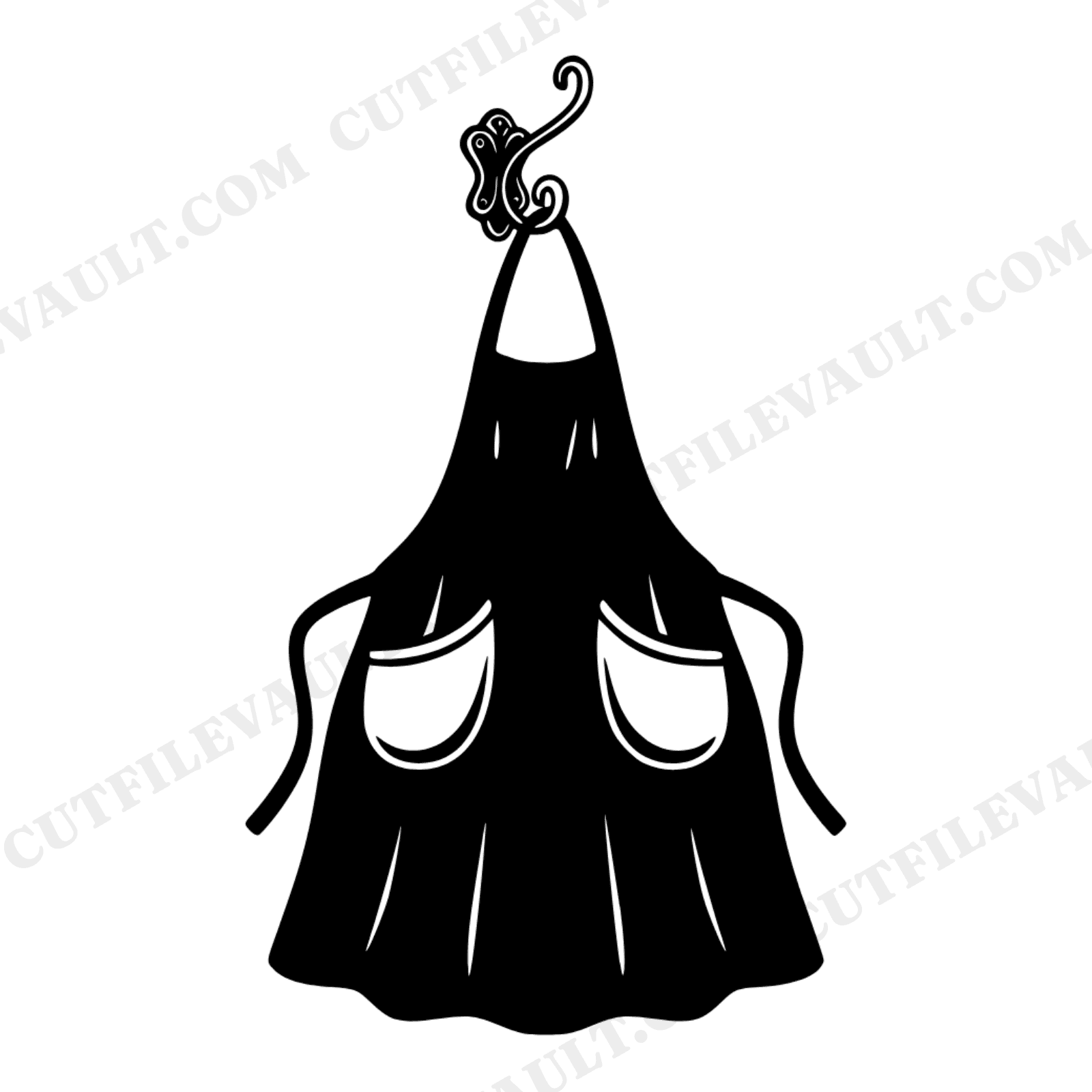 Farmhouse Apron SVG with Y2K Bubble Pockets on Hook PNG Kitchen Wall Art Cut File for Cricut, view 1