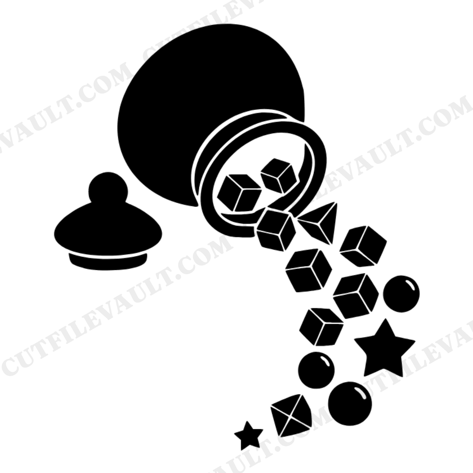 Tilted Apothecary Candy Jar SVG PNG, Geometric Sweets Tumbling Out Cut File for Halloween Party, view 1