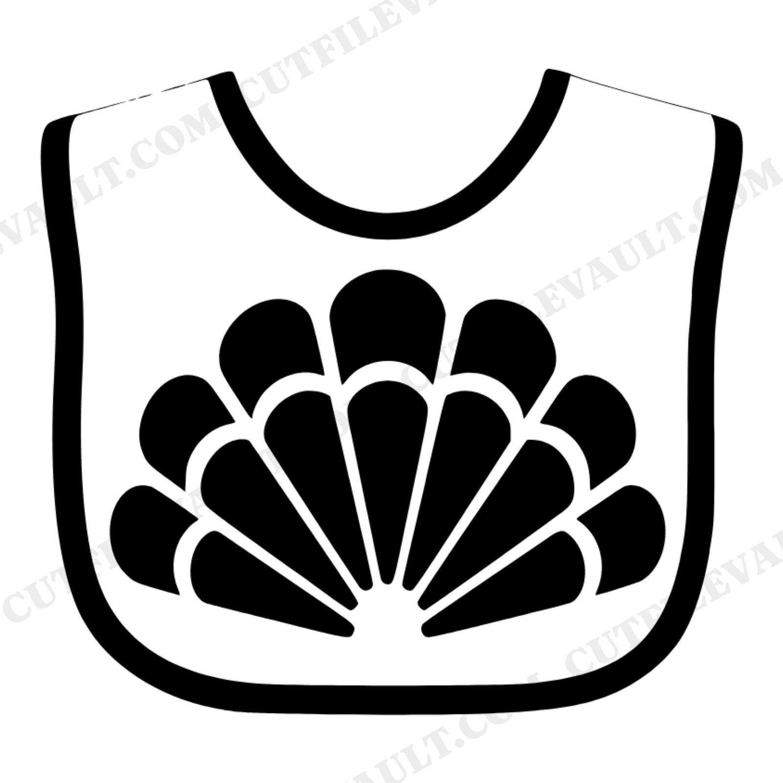 Baby Bib Turkey Fan First Thanksgiving SVG PNG Cut File Art Deco Nursery Milestone Decor, view 1