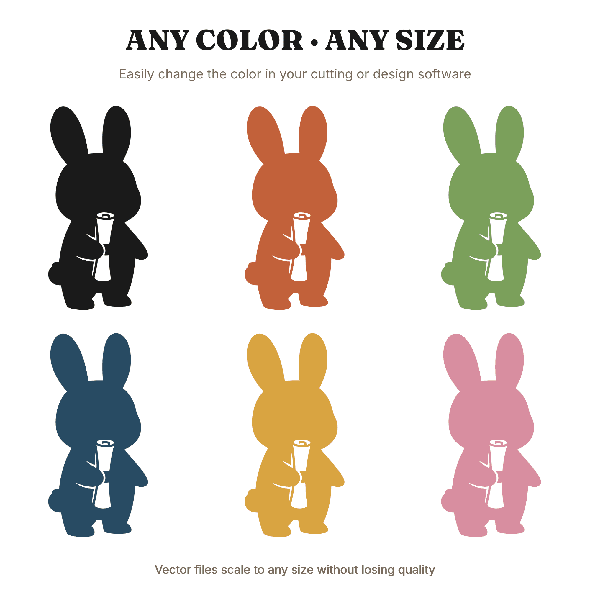 Graduation Bunny Holding Diploma SVG PNG Silhouette Cut File Kawaii Rabbit Graduate Design, view 2