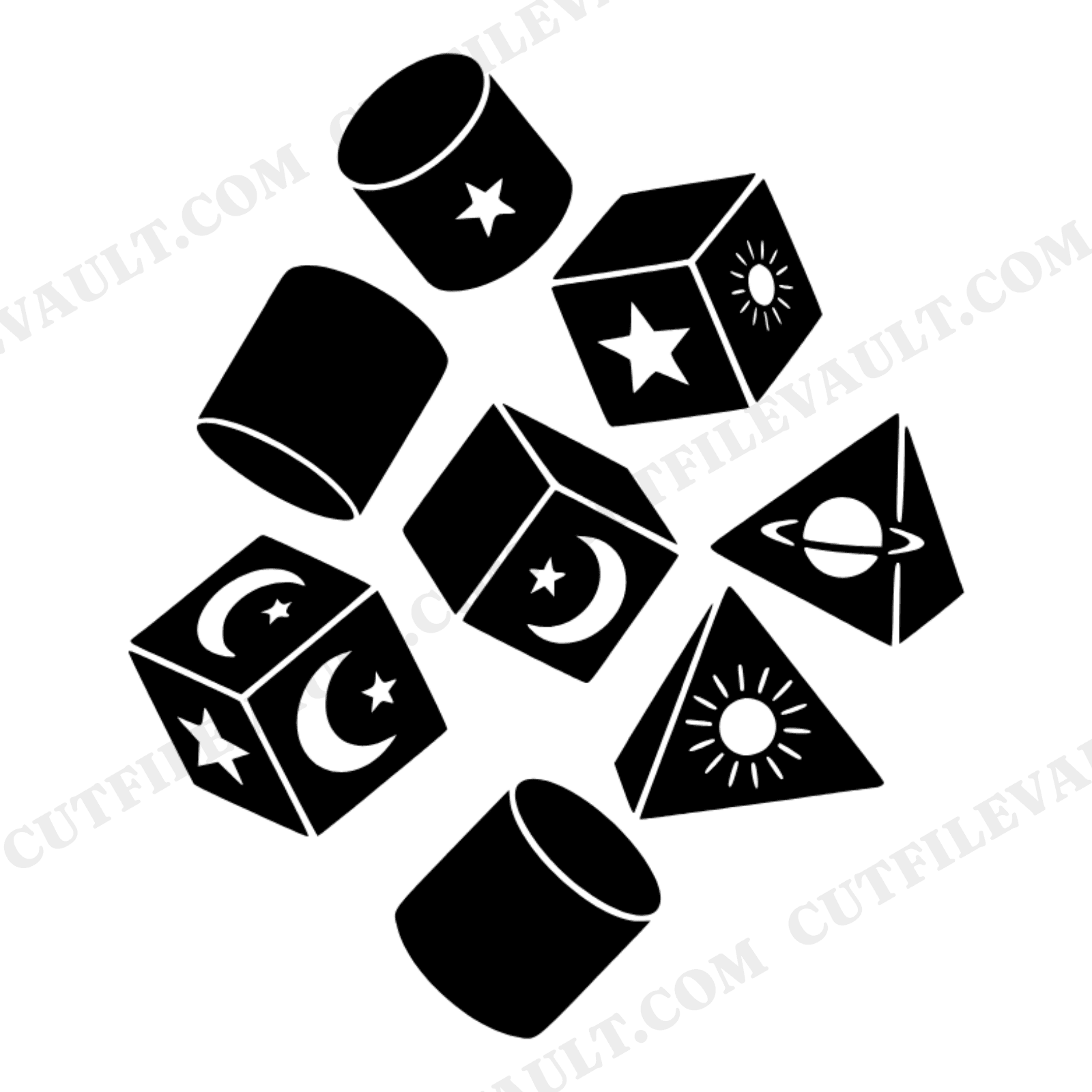 Celestial Building Blocks Christmas SVG PNG, Mystical Toy Blocks Cut File, Mid Century Nursery Decor, view 1