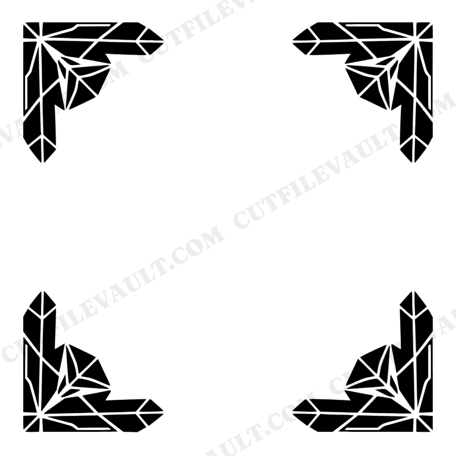Crystal Corner Flourish Monogram Frame SVG PNG, Mid Century Geometric Border Cut File, view 1