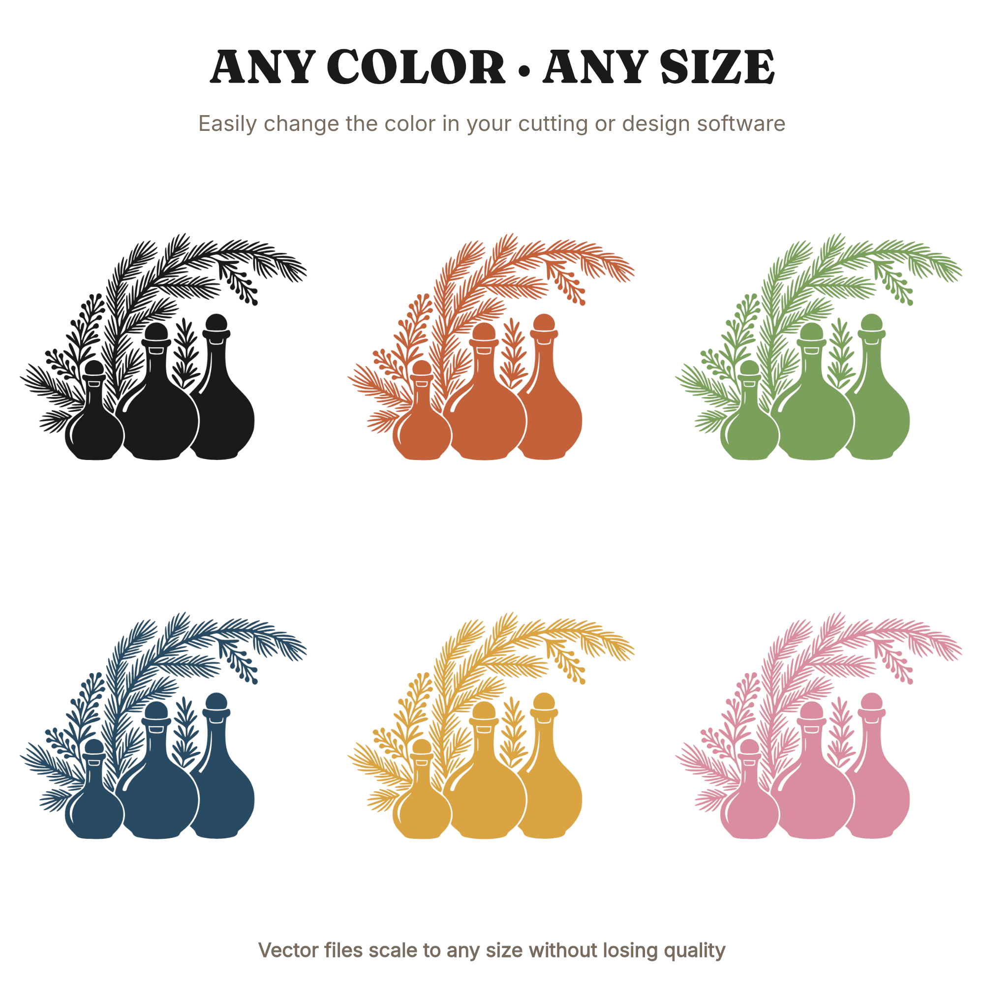 Kitchen Witch Apothecary Jars SVG PNG, Retro 70s Wave Farmhouse Christmas Herb Jar Cut File, view 2