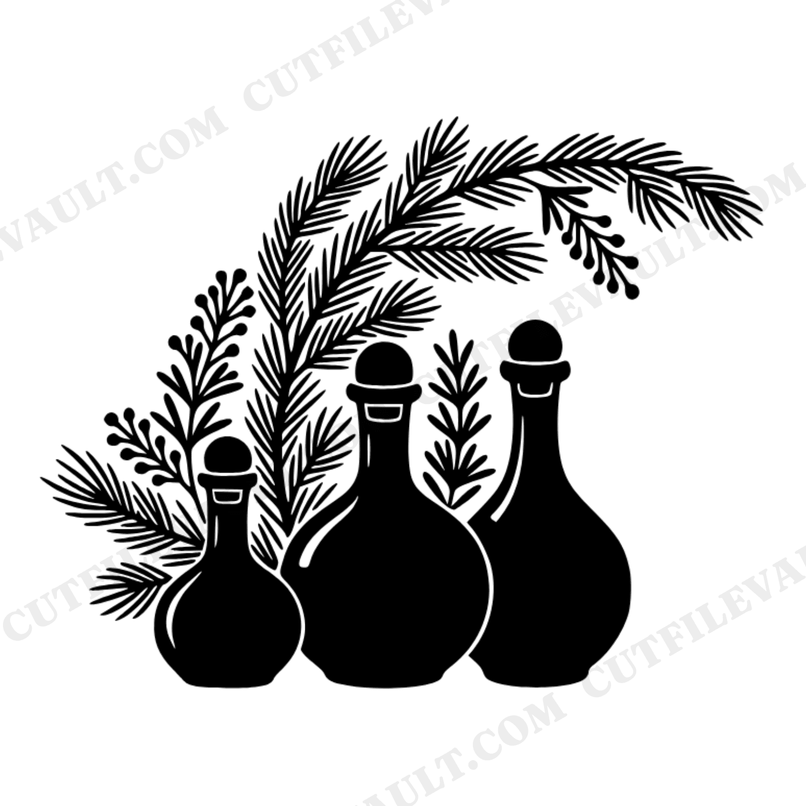 Kitchen Witch Apothecary Jars SVG PNG, Retro 70s Wave Farmhouse Christmas Herb Jar Cut File, view 1