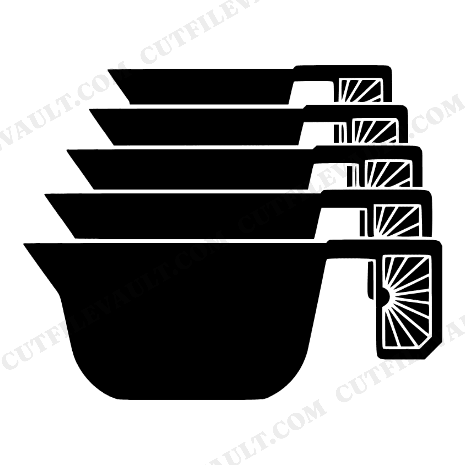 Art Deco Measuring Cups SVG PNG, Nested Baking Tools Silhouette, Geometric Kitchen Cut File, view 1