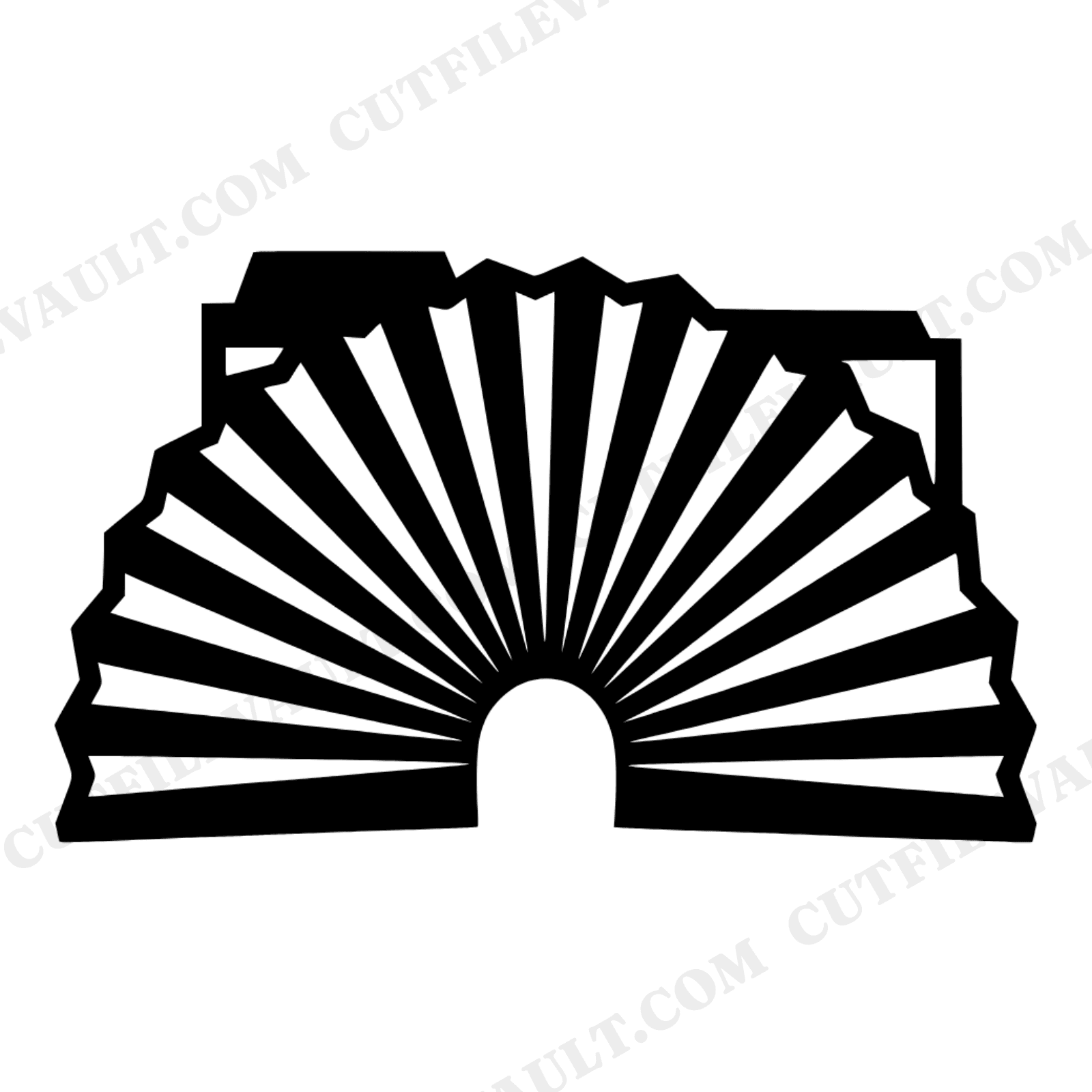 Accordion Folder Sunburst SVG PNG, Back to School Papercut Silhouette, Folk Art Cut File Design, view 1