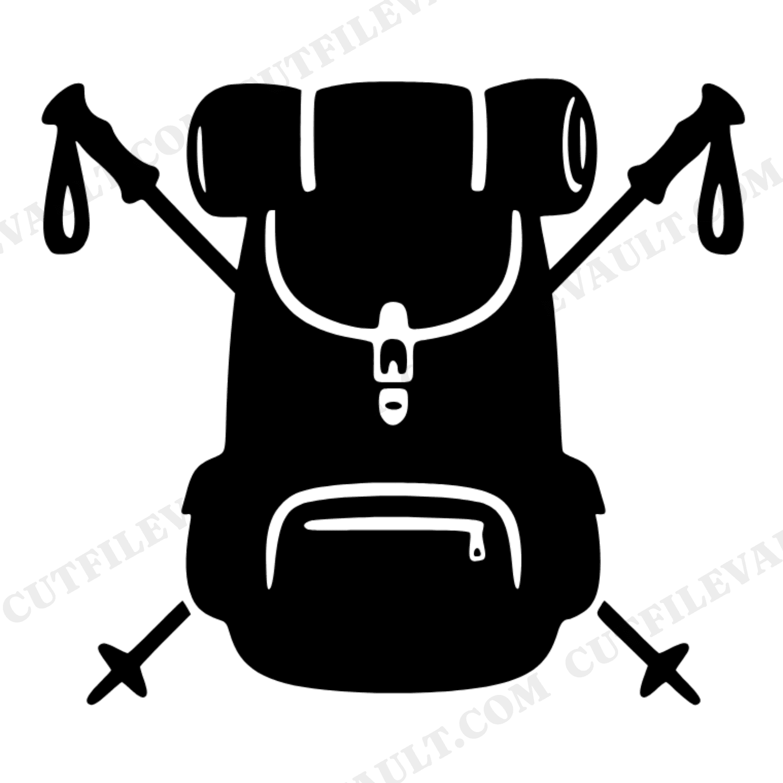 Adventure Backpack SVG PNG, Hiking Backpack with Trekking Poles Cut File, Outdoor Education Design, view 1
