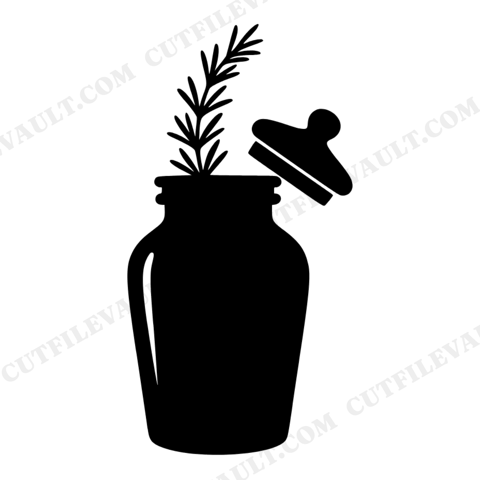Apothecary Jar SVG PNG, Rosemary Sprig Wedding Favor Cut File, Rustic Bridal Shower Decor Design, view 1