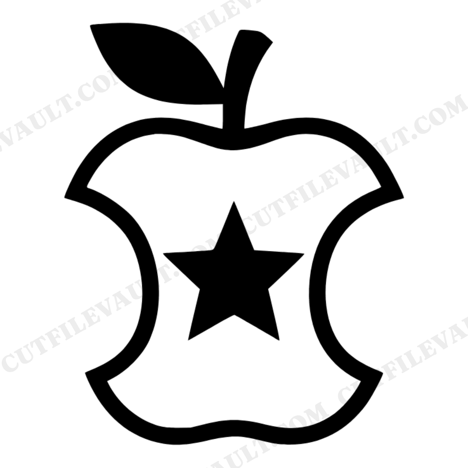 Apple Core Star SVG PNG, Back to School Teacher Apple Cross Section Cut File, Modern Brutalist Design, view 1