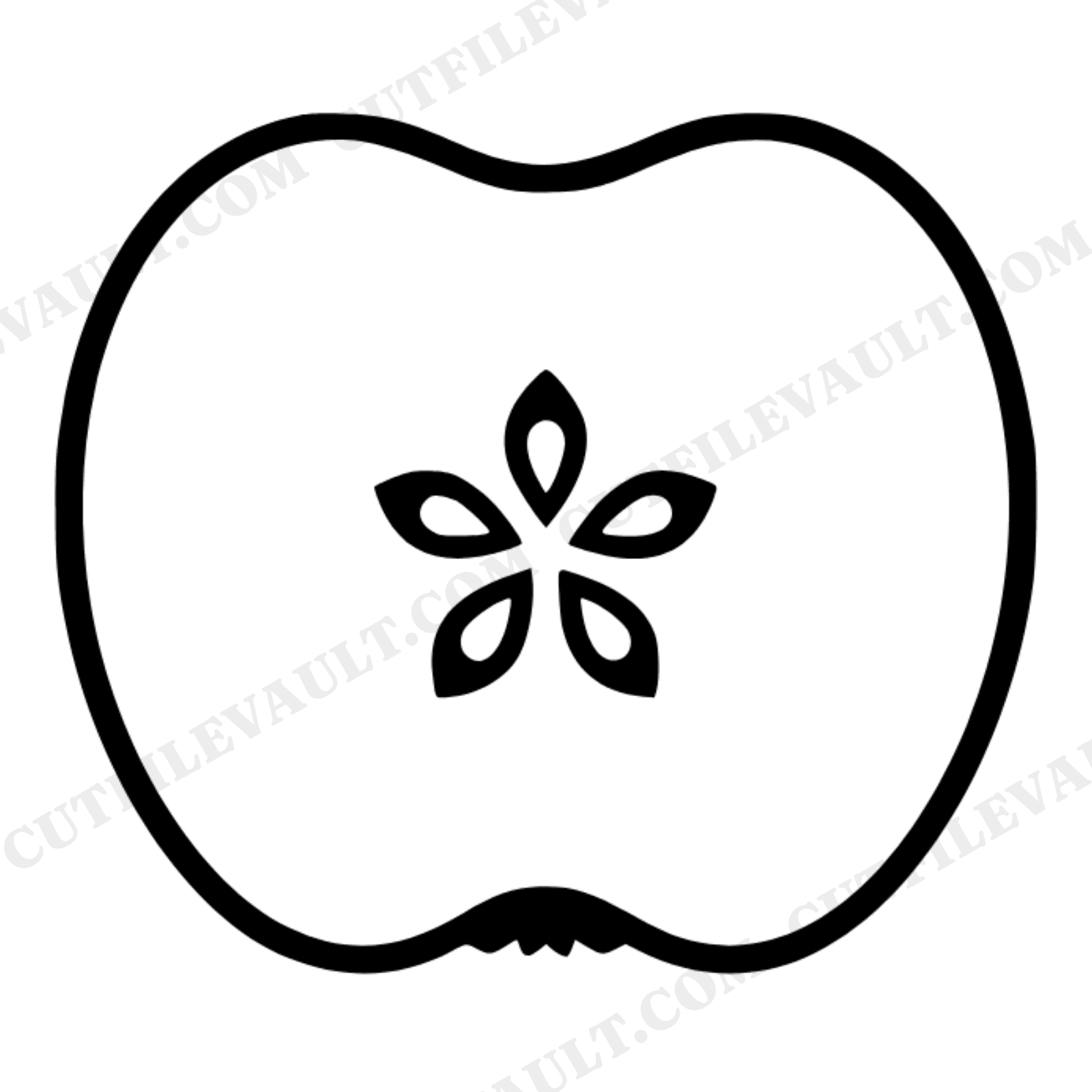 Apple Star Cross Section SVG PNG, Back to School Teacher Apple Cut File, Scandinavian Line Art, view 1