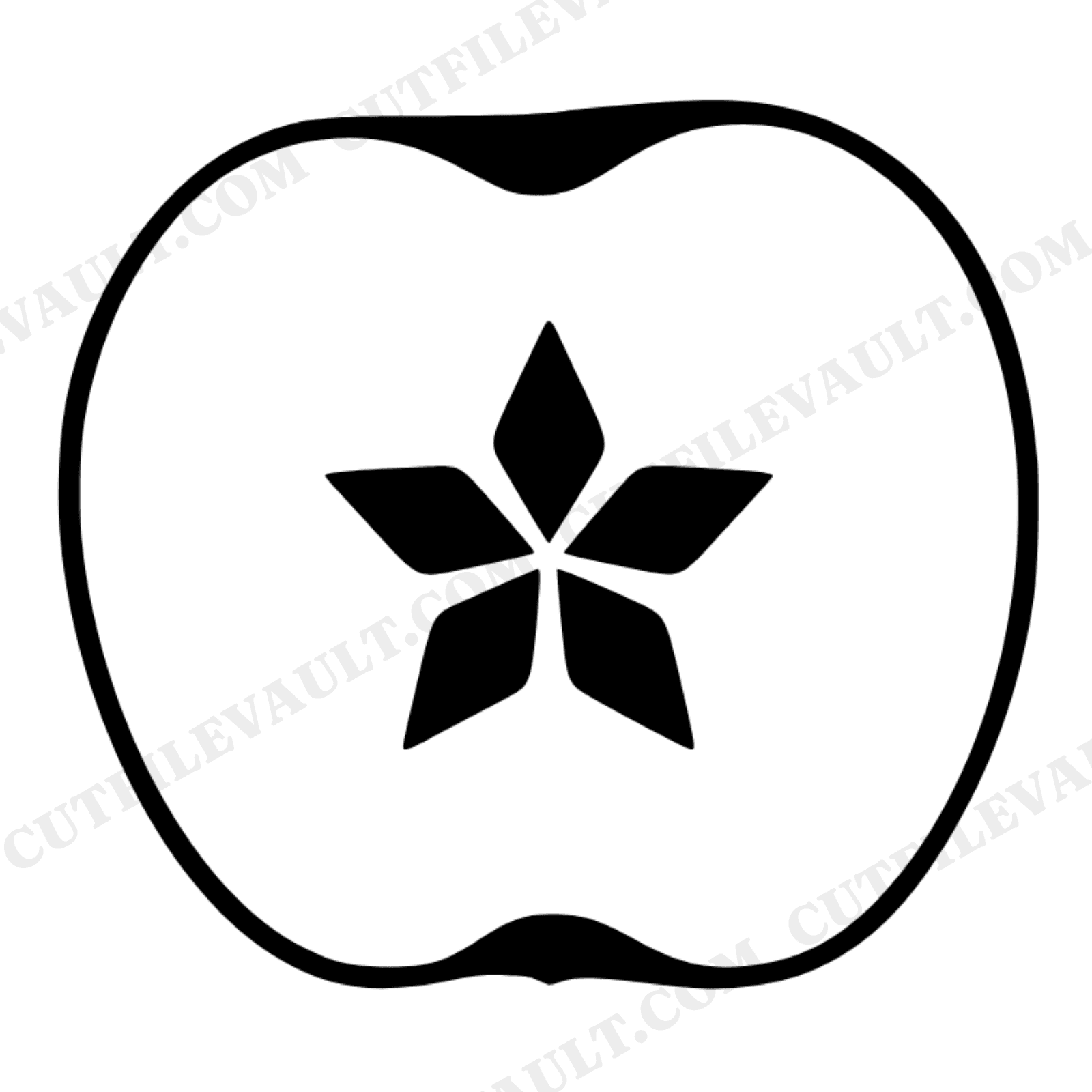 Apple Star Cross Section SVG PNG, Boho Back to School Apple Cut File, Organic Teacher Gift Design, view 1