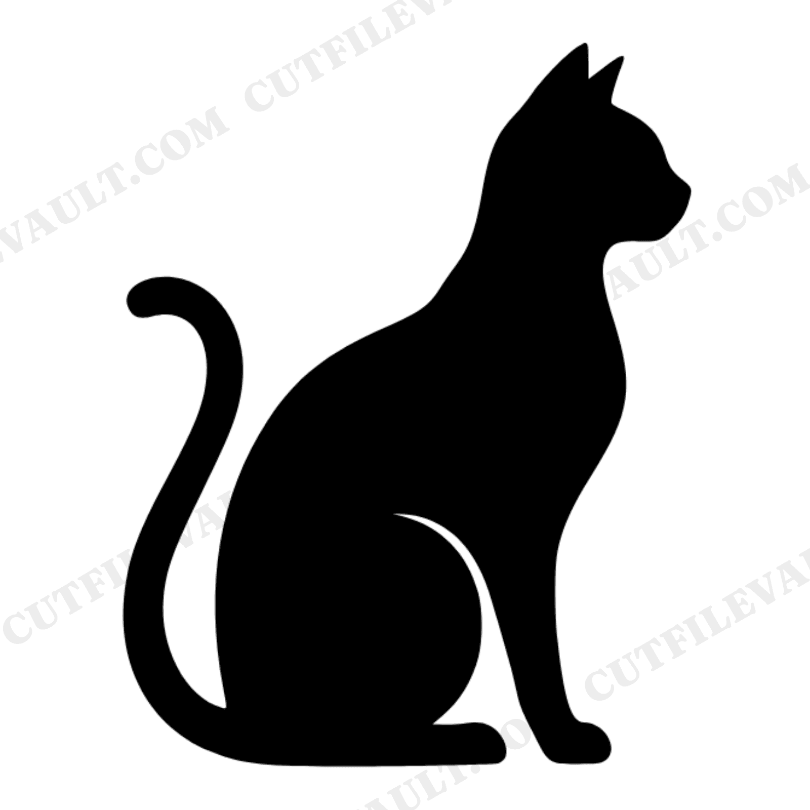 Arched Black Cat SVG PNG, Halloween Cat Silhouette Cut File, Boho Spooky Cat Clipart, Question Mark Tail, view 1