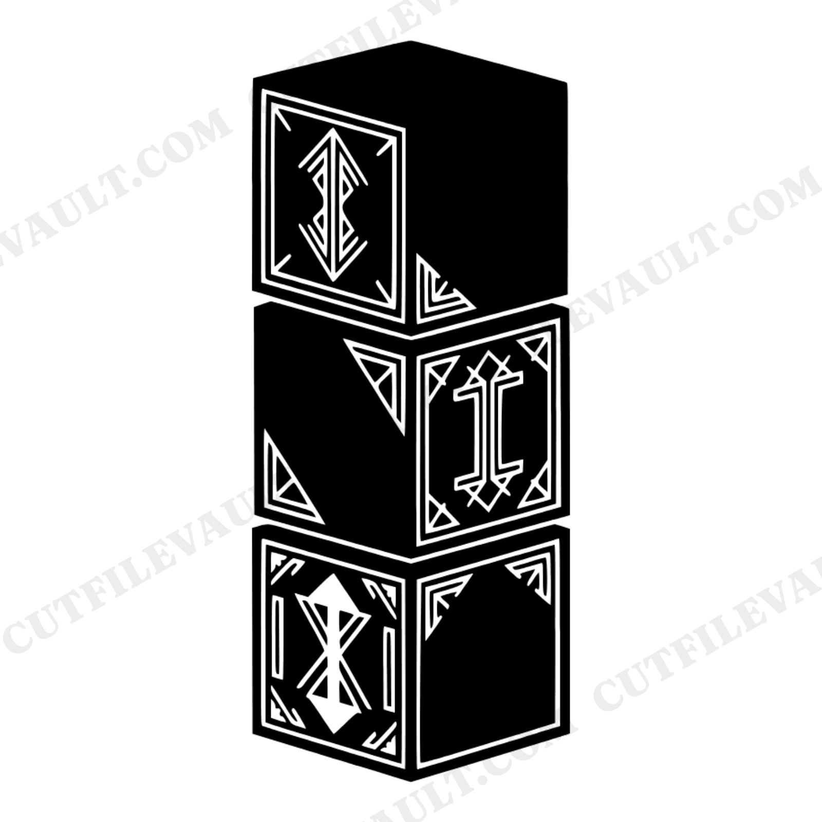 Art Deco Alphabet Block Tower SVG PNG, Nursery Name Decal Cut File, Stacked Baby Blocks Monogram, view 1