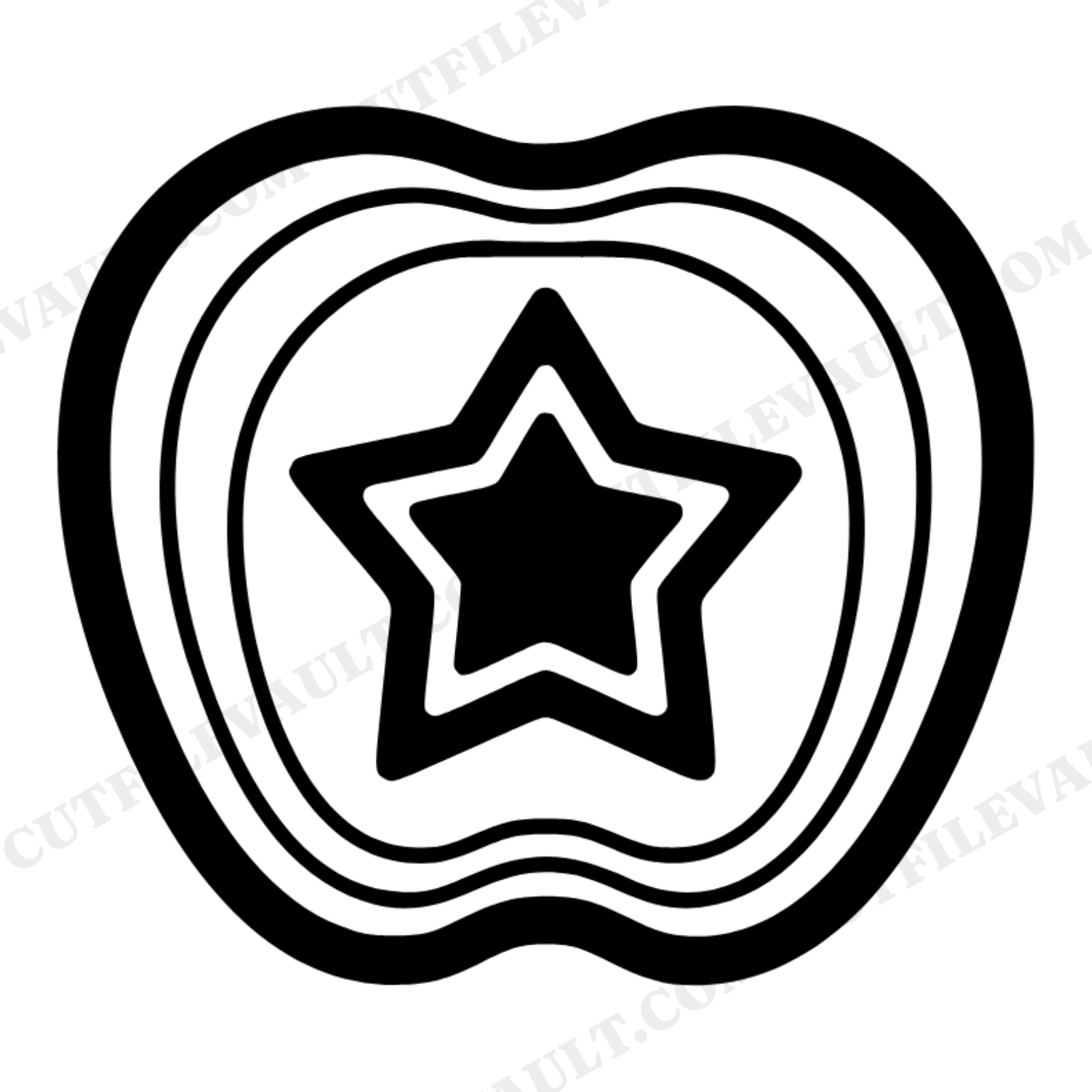 Art Deco Apple Star SVG PNG Cut File, Stacked Layers Apple Cross Section, Back to School Decal, view 1