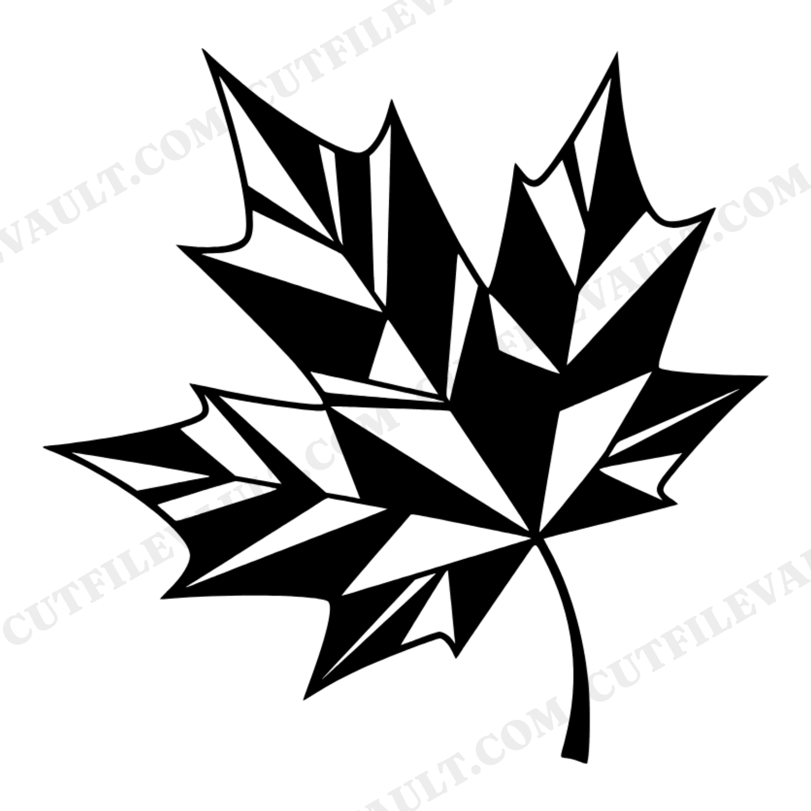 Art Deco Autumn Equinox Maple Leaf SVG PNG, Fall Geometric Cut File, Seasonal Decor Design, view 1