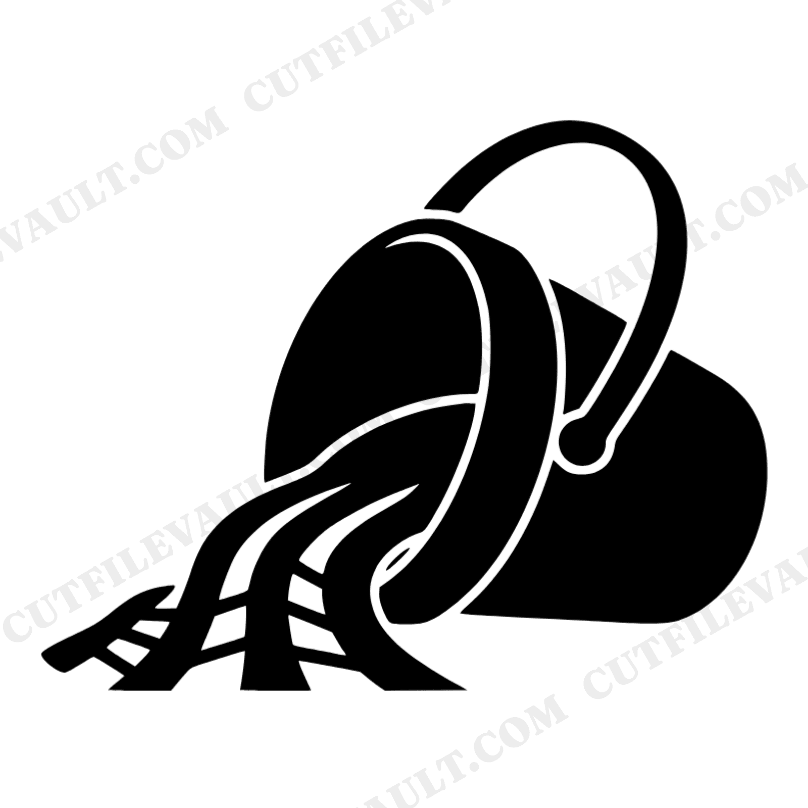 Art Deco Beach Bucket SVG PNG, Kawaii Sand Bucket with Wave Cut File, Coastal Summer Craft Design, view 1