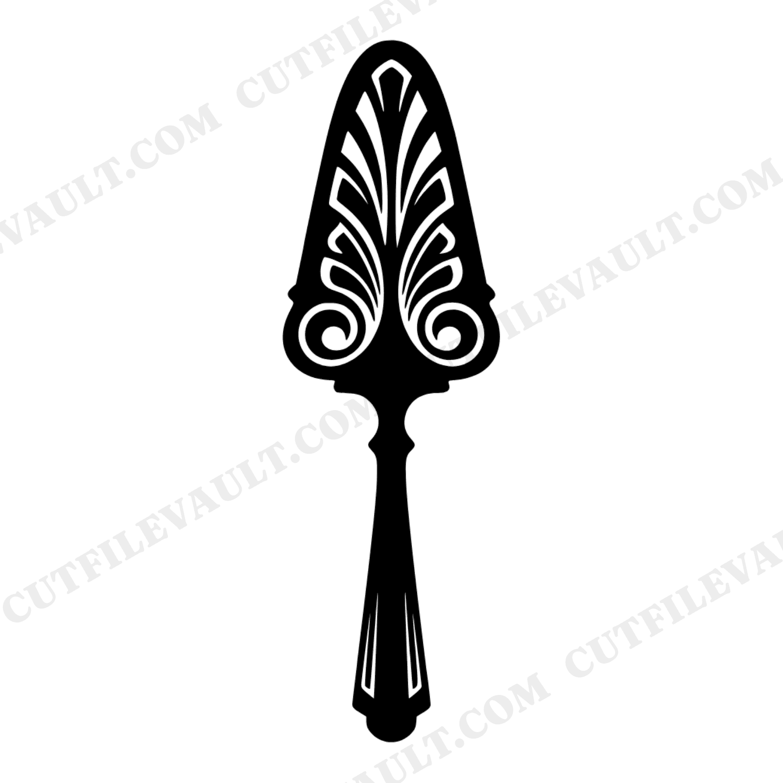 Art Deco Cake Server SVG PNG, Vintage Monogram Wedding Flourish Cut File for Cricut Silhouette, view 1