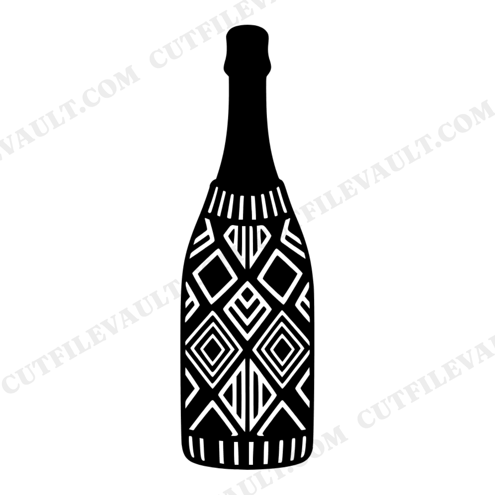 Art Deco Champagne Bottle SVG, Cable Knit Sleeve PNG, New Year Christmas Cut File Design, view 1