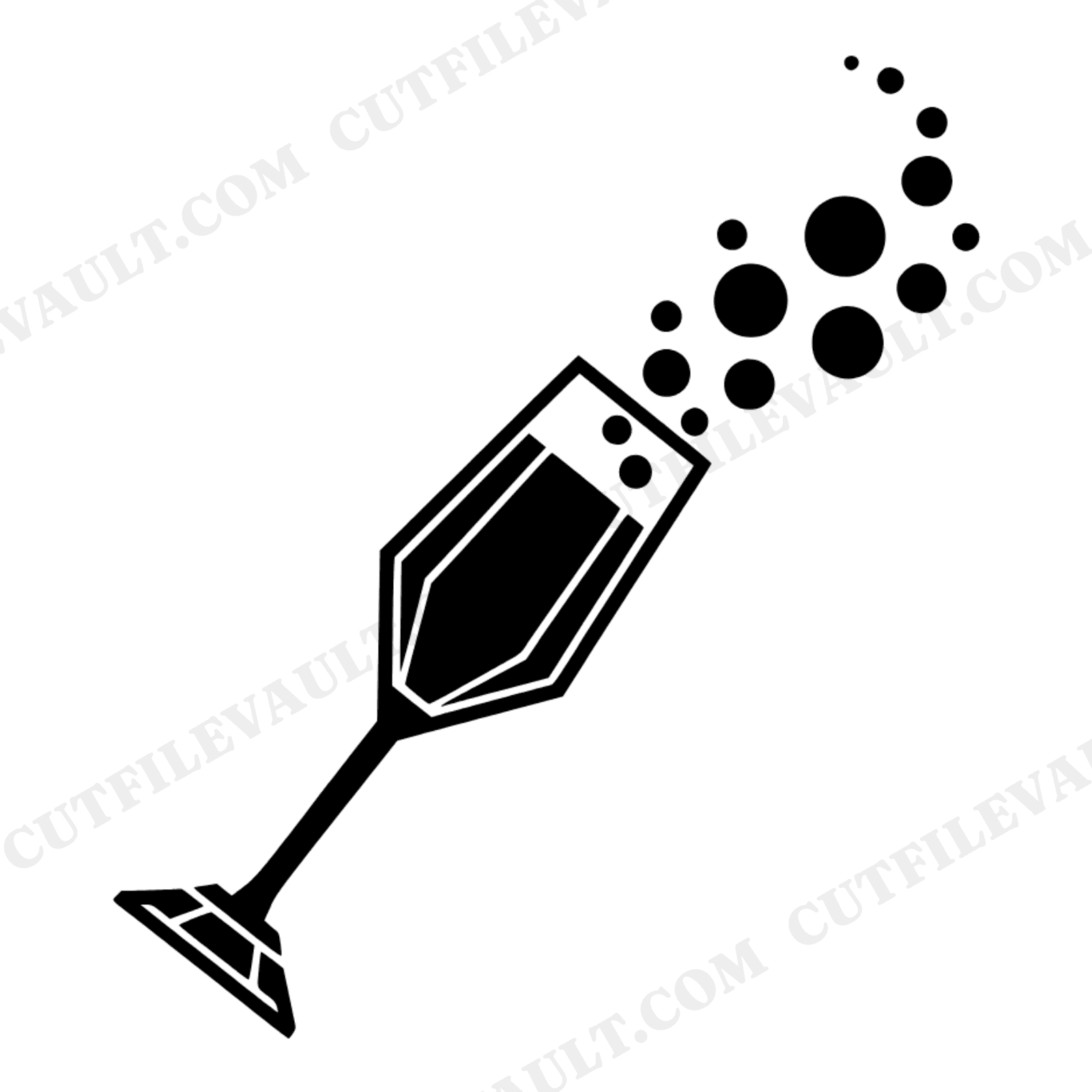 Art Deco Champagne Flute SVG PNG, Wedding Champagne Glass with Bubbles Cut File for Cricut, view 1