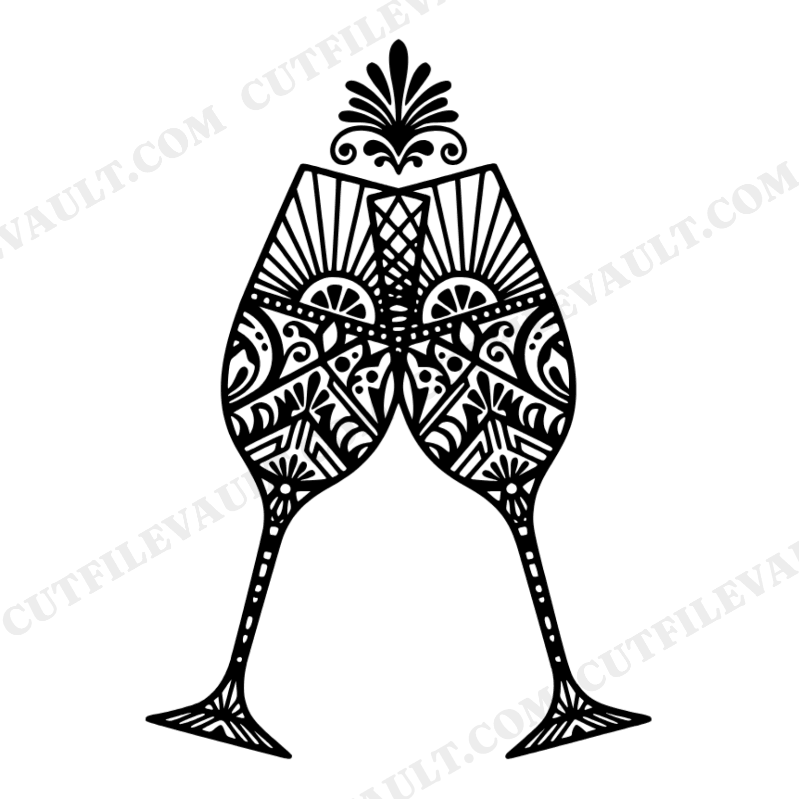 Art Deco Champagne Flutes Arch SVG PNG Wedding Toasting Silhouette Cut File Bridal Shower, view 1
