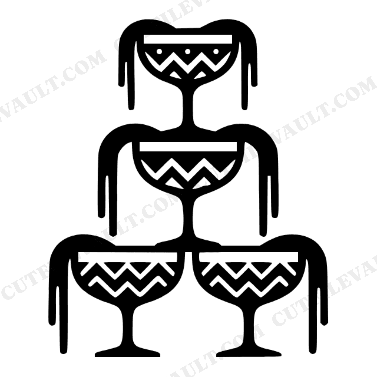 Art Deco Champagne Fountain SVG PNG, Wedding Decor Silhouette, Geometric Tiered Coupe Glass, view 1