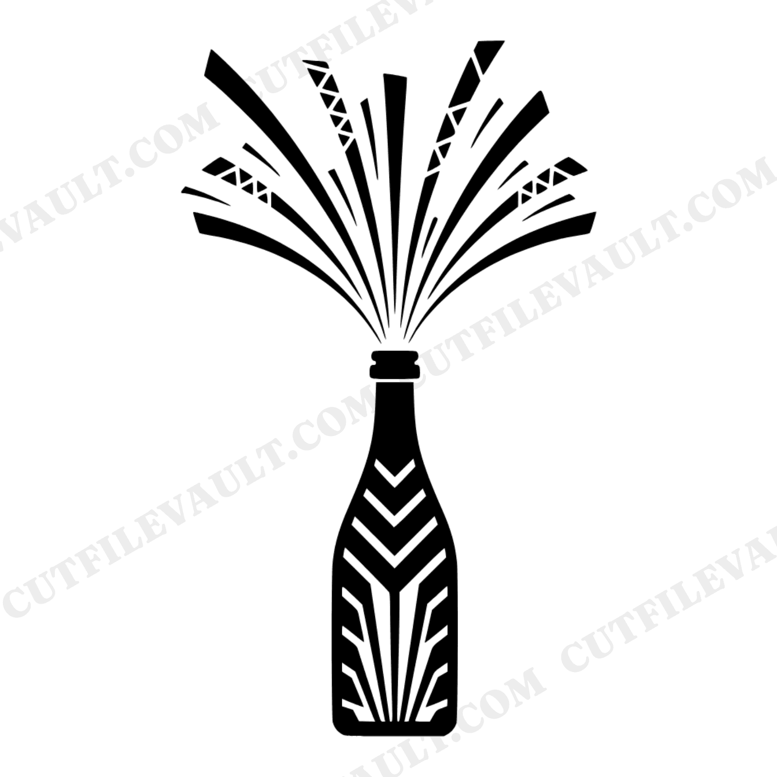 Art Deco Champagne Pop SVG PNG, Celebration Bottle Cut File, Wedding Party Bridal Shower Design, view 1