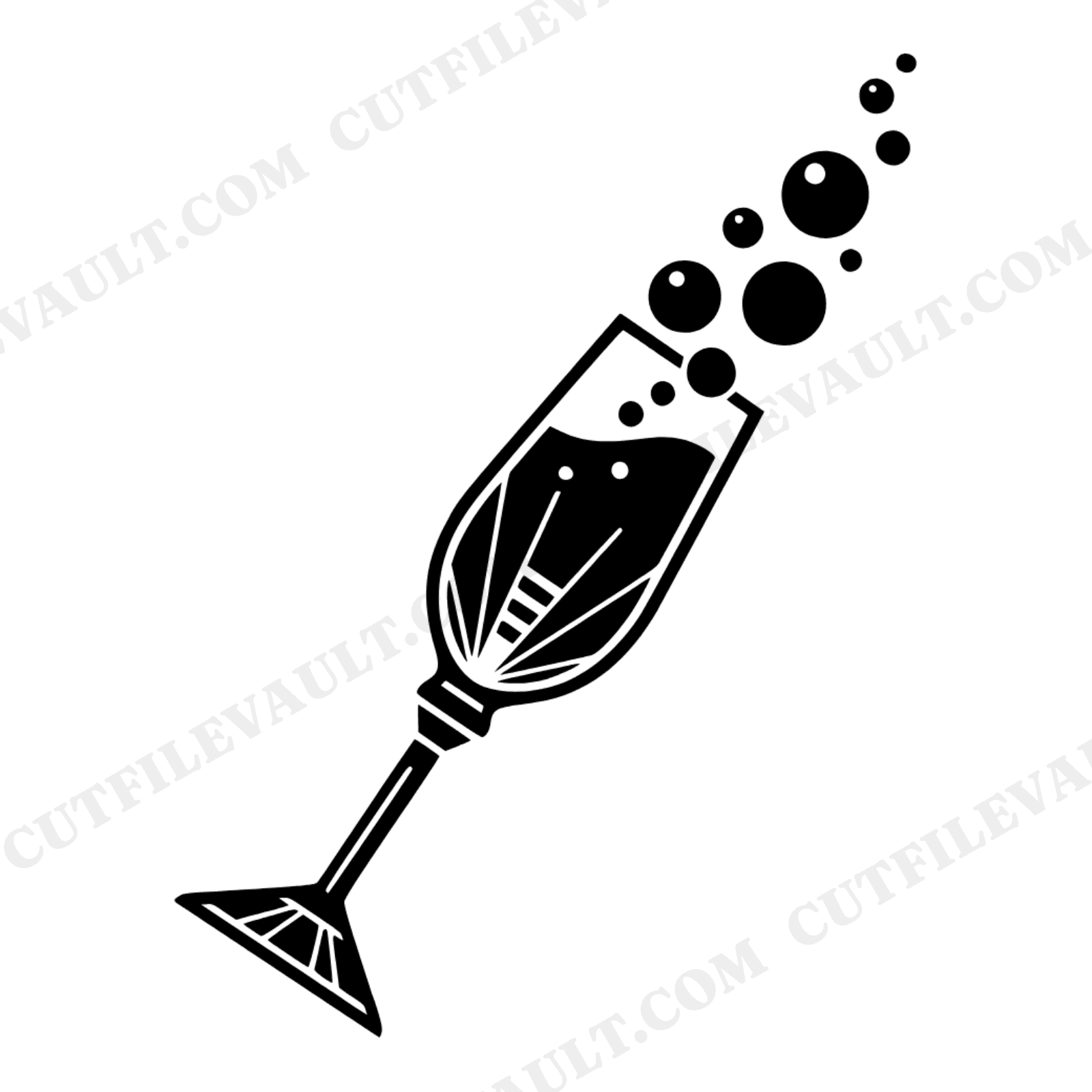 Art Deco Champagne Toast SVG PNG, New Year's Eve Flute Silhouette, Bubbles Party Decor Cut File, view 1