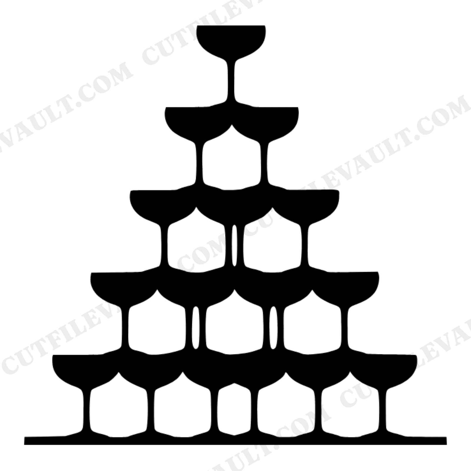 Art Deco Champagne Tower SVG PNG, Vintage Coupe Glass Pyramid Silhouette Cut File for Wedding Party, view 1