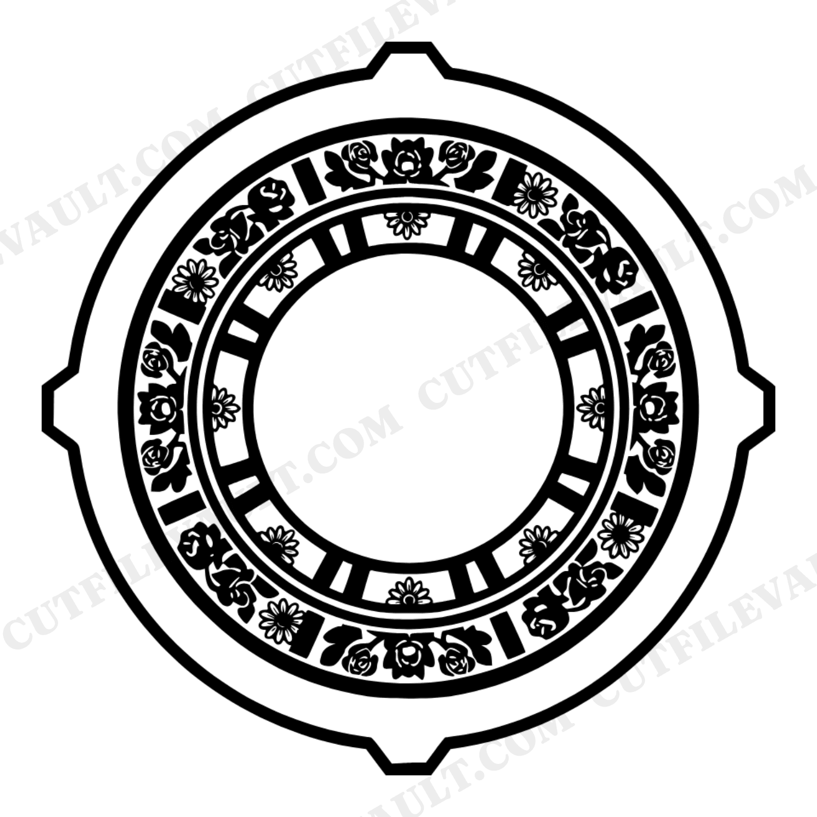 Art Deco Charger Plate SVG PNG, Cottagecore Floral Medallion, Thanksgiving Table Setting Cut File, view 1