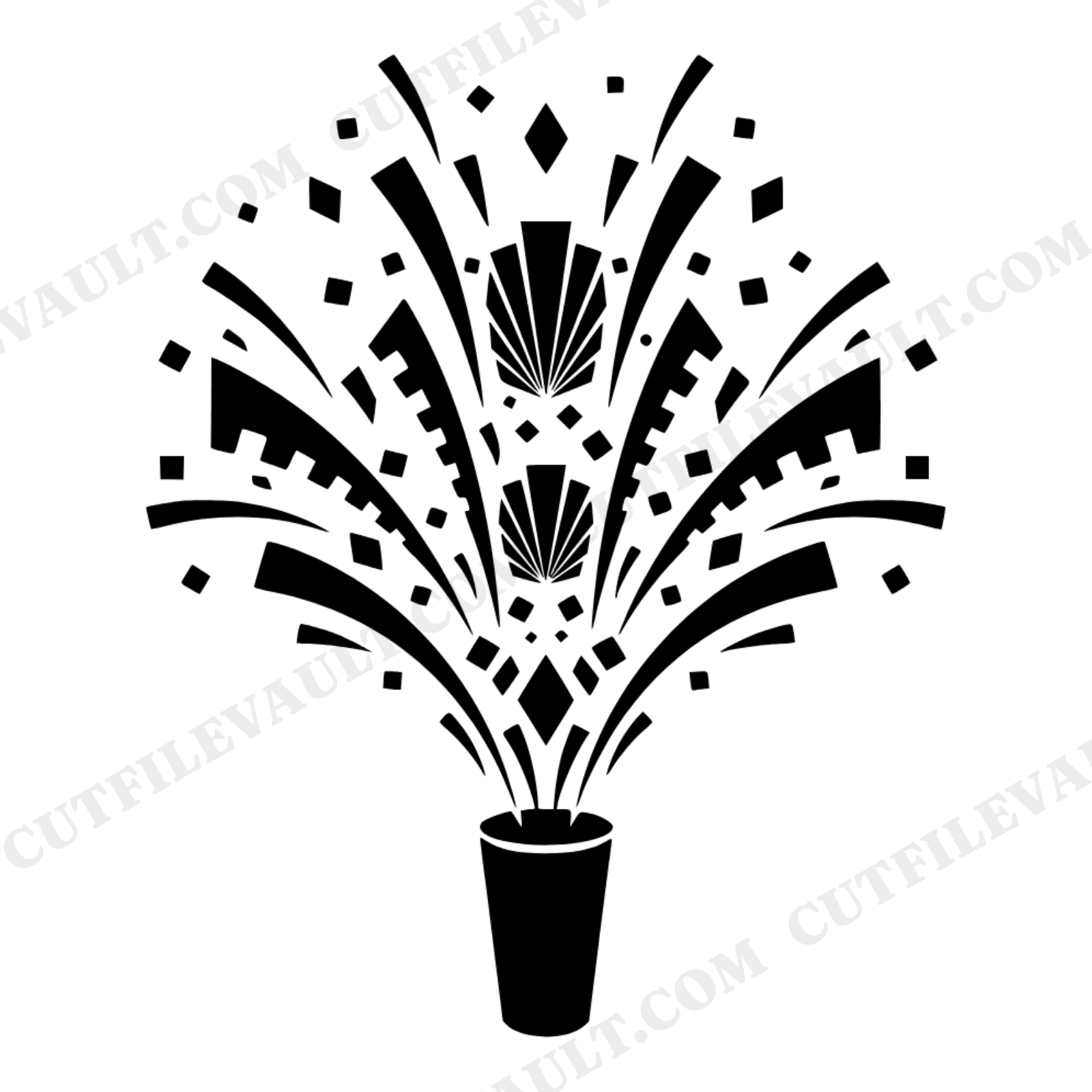 Art Deco Confetti Popper SVG PNG, New Year's Eve Party Celebration Burst Cut File for Cricut, view 1