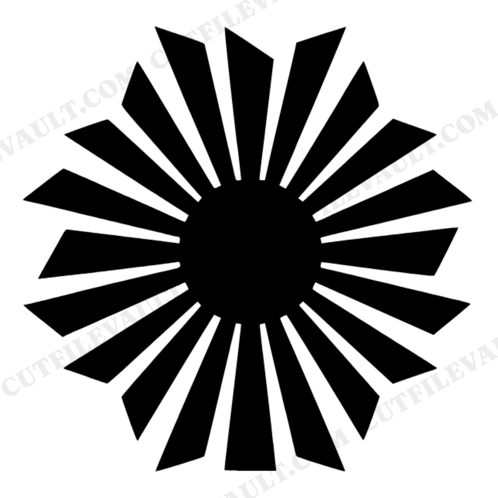 Art Deco Cufflink SVG PNG Geometric Sunburst Rays Father's Day Cut File Brutalist Design, view 1