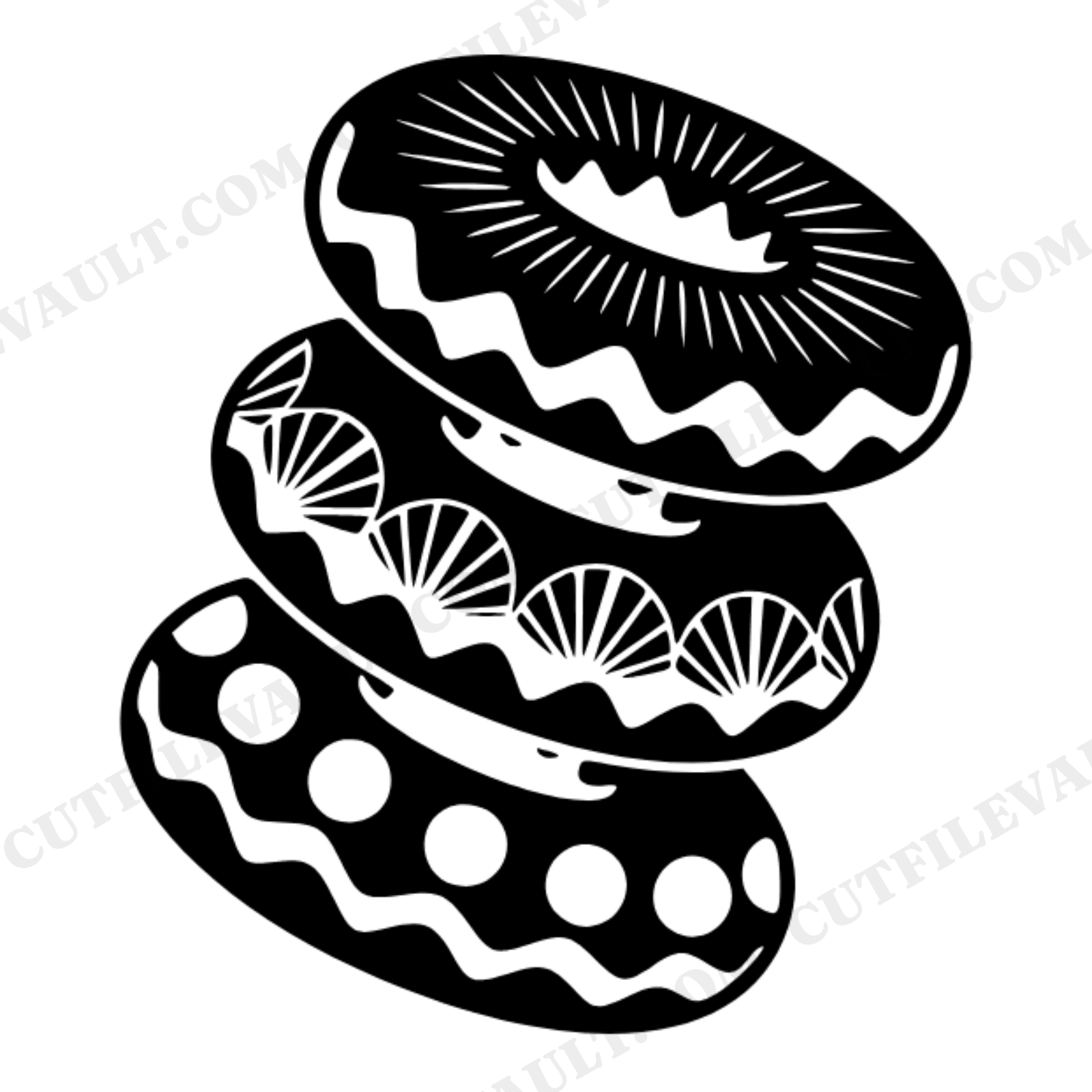 Art Deco Donut Tower SVG PNG National Donut Day Cut File Retro Geometric Stacked Donuts Design, view 1
