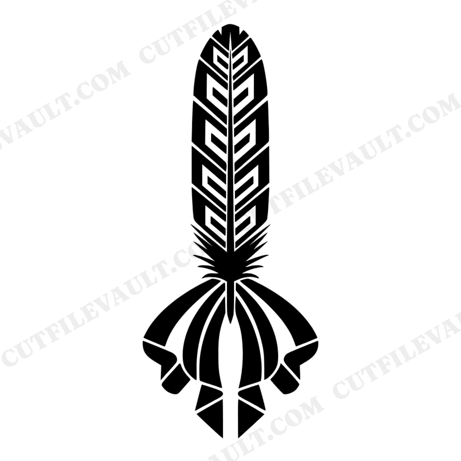 Art Deco Eagle Feather Memorial SVG PNG, Geometric Patriotic Tribute Cut File for Memorial Day Crafts, view 1