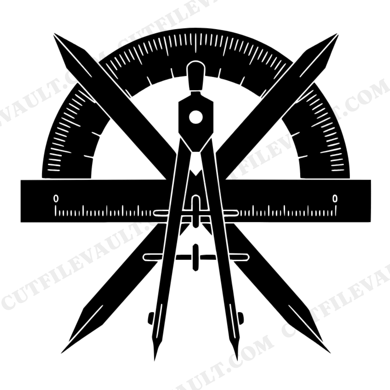 Art Deco Geometry Tools SVG PNG, Protractor Compass Cross Design, Back to School Math Teacher Gift, view 1
