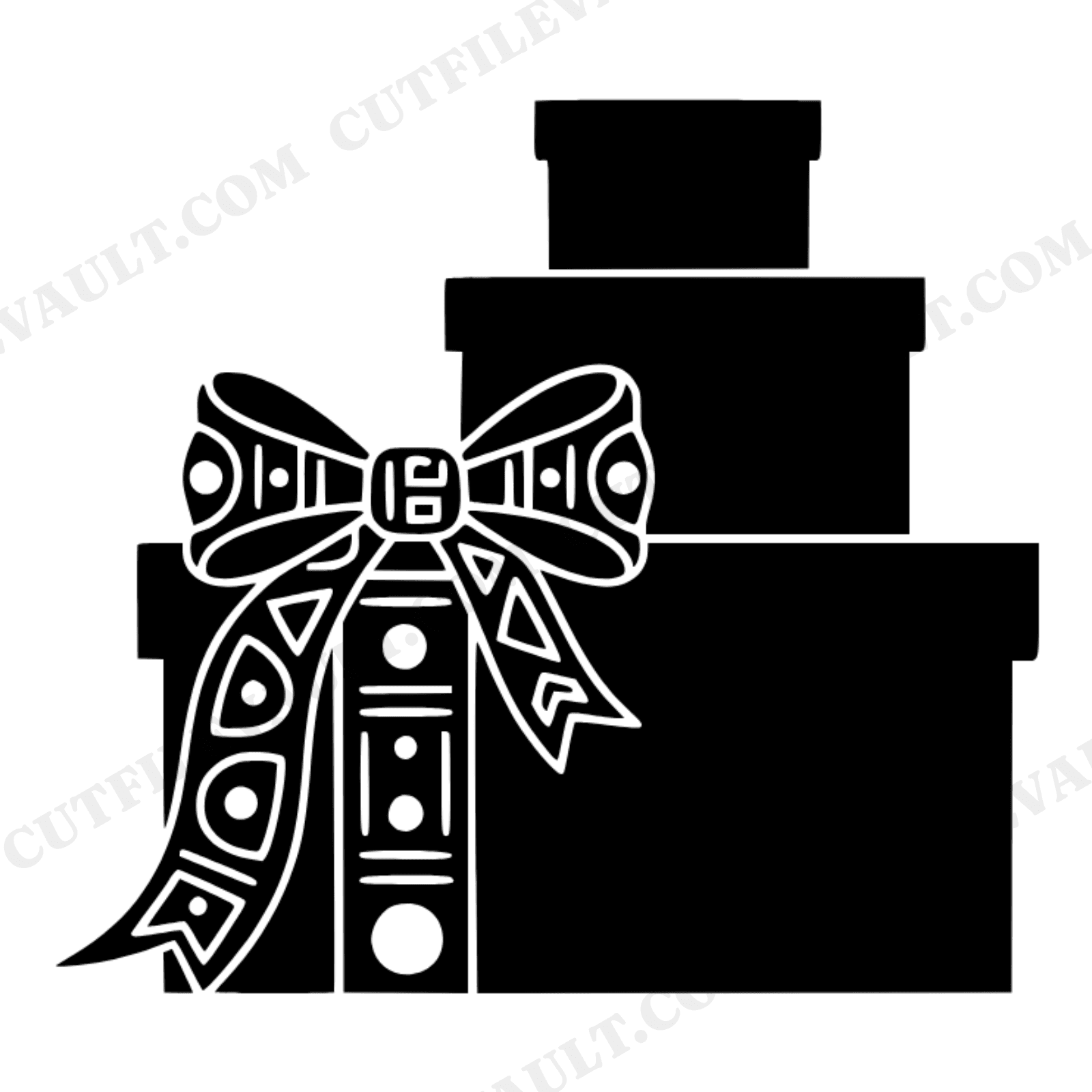 Art Deco Gift Boxes SVG PNG, Geometric Ribbon Cascade Cut File, Wedding Bridal Shower Design, view 1