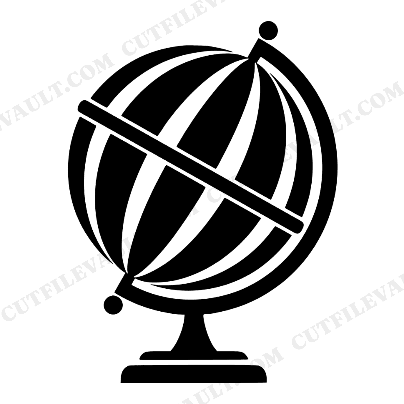 Art Deco Globe SVG PNG, Back to School Desktop Globe Cut File, Vintage Geography Classroom Decor, view 1