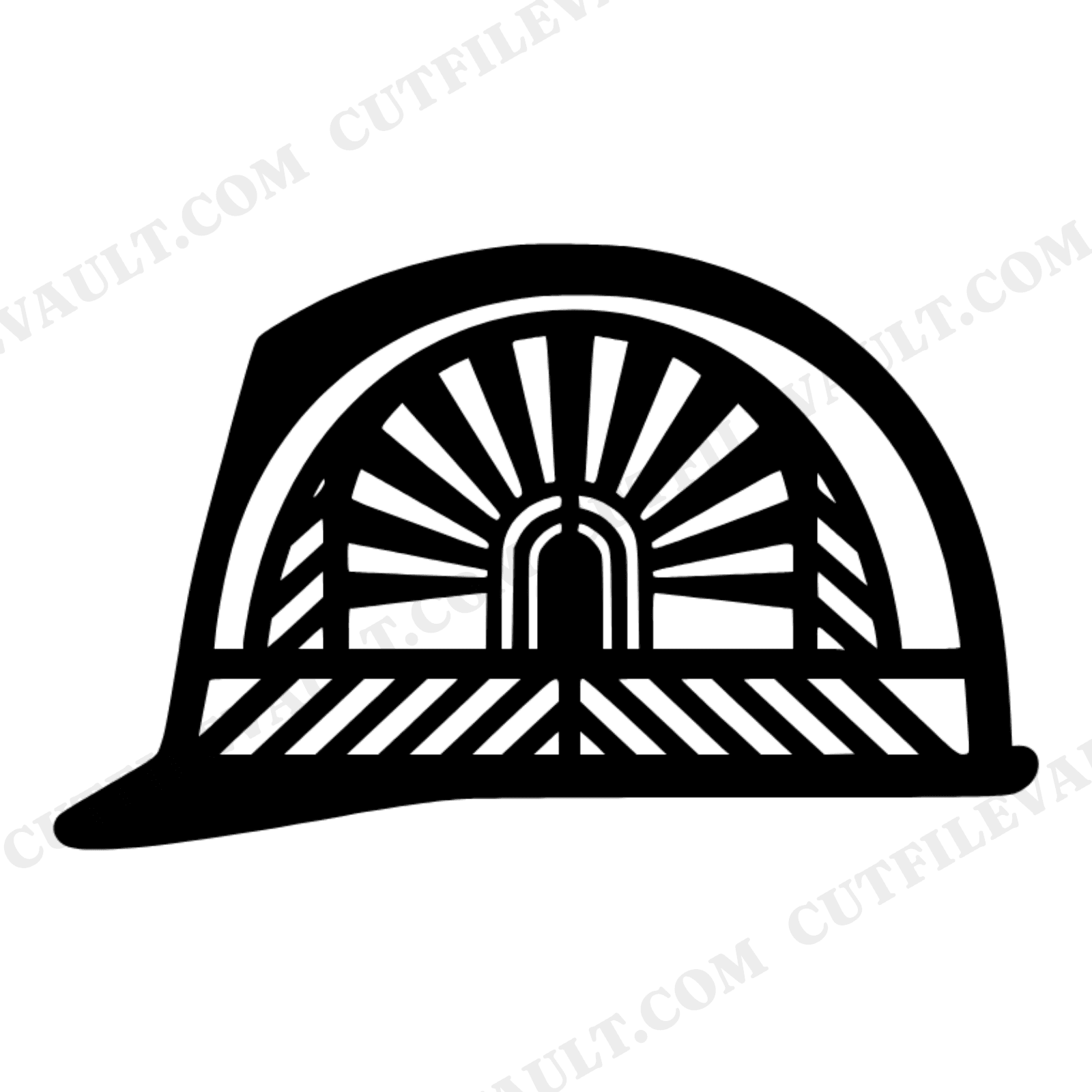 Art Deco Hard Hat Cross Section SVG PNG Labor Day Retro 70s Construction Worker Cut File, view 1
