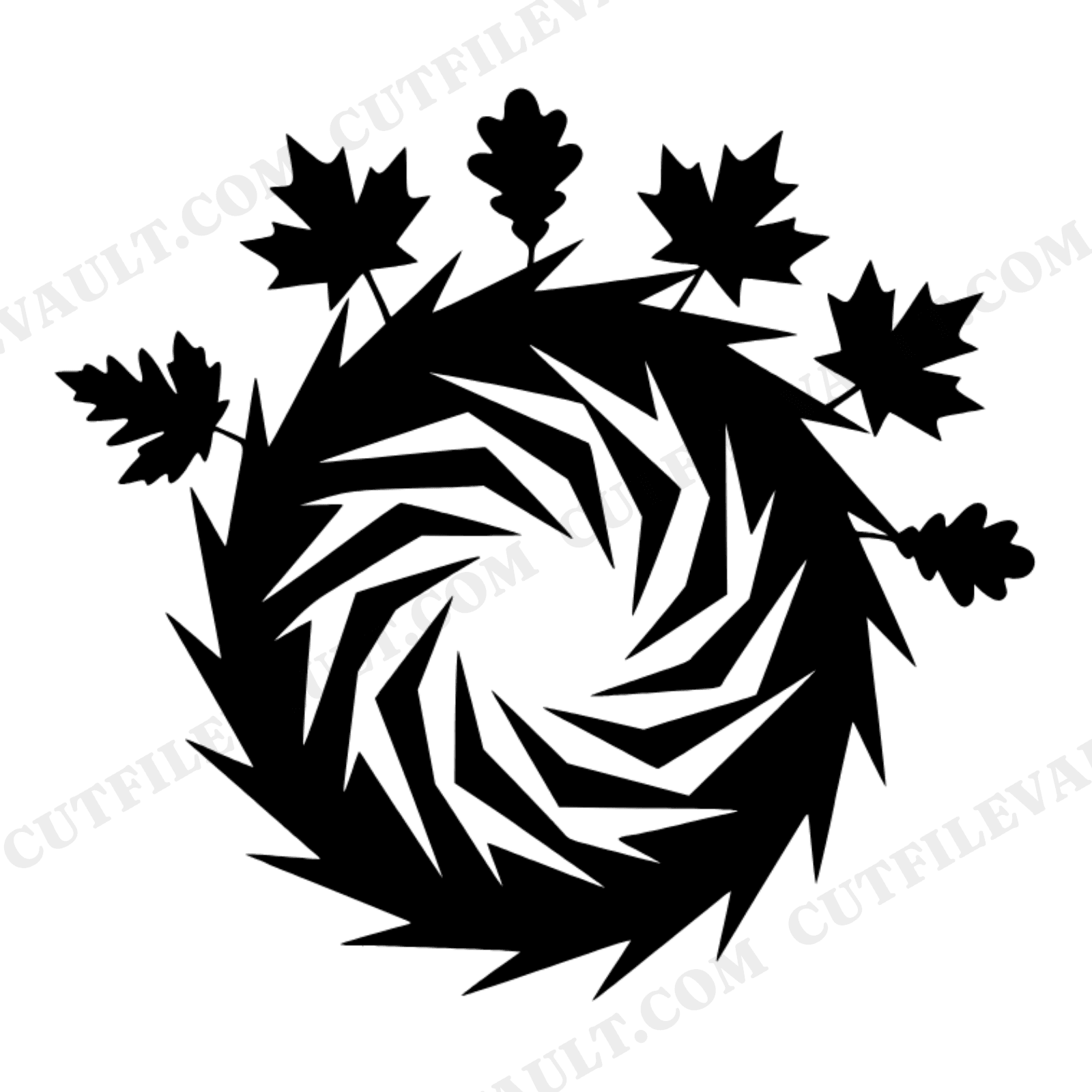 Art Deco Hedgehog SVG PNG, Autumn Leaves Spiral Cut File, Fall Geometric Animal Design, view 1