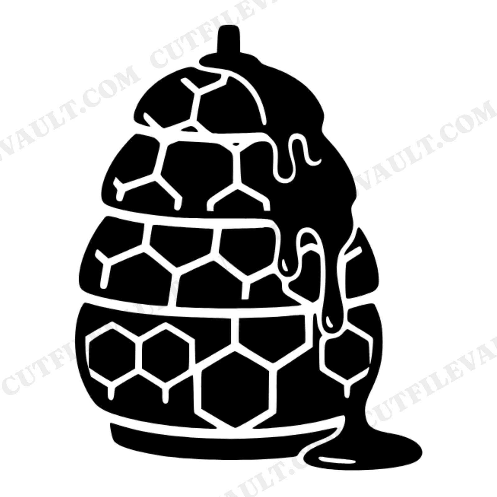 Art Deco Honey Skep SVG PNG, Beehive with Dripping Honey Cut File, Farmhouse Kitchen Wall Art, view 1