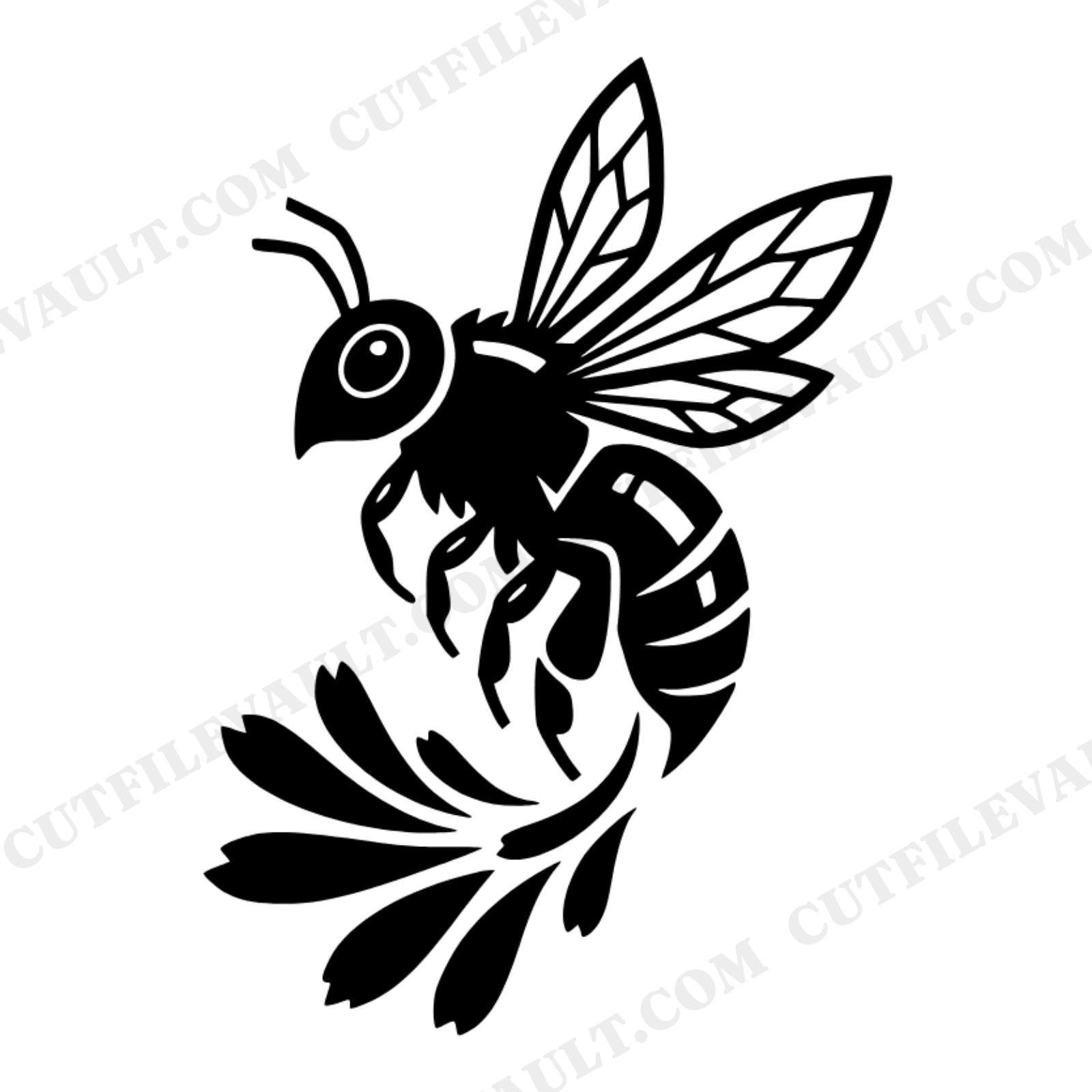 Art Deco Honeybee SVG PNG, Geometric Bee in Flight Cut File, Labor Day Bee with Pollen Baskets SVG, view 1