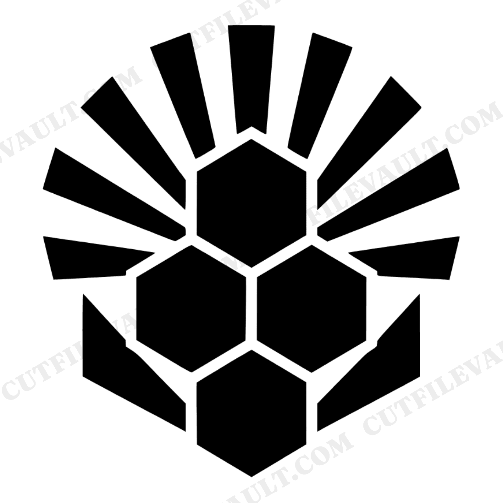 Art Deco Honeycomb SVG PNG, Geometric Hexagon Sunburst Cut File for Cricut, Honey Bee Day Design, view 1
