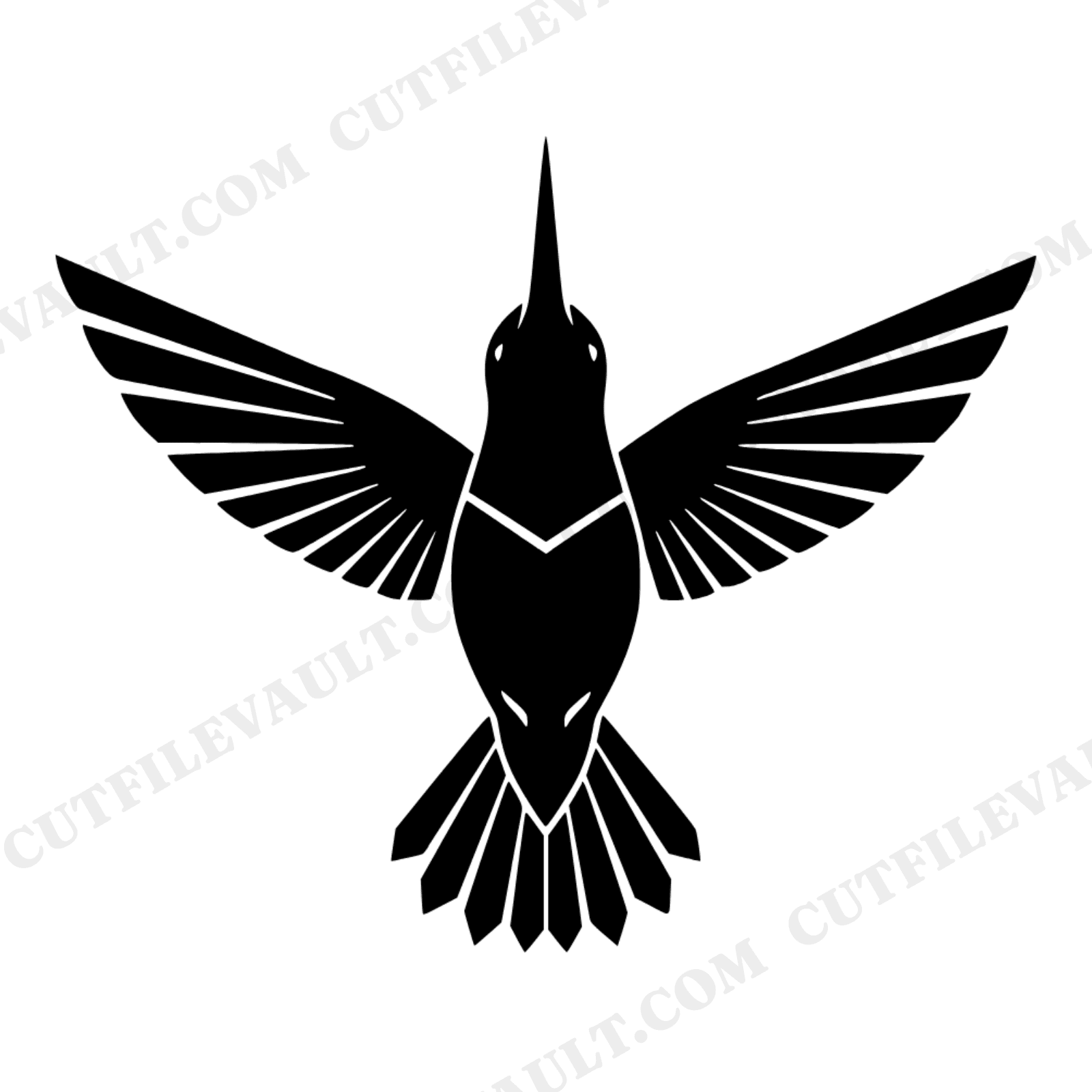 Art Deco Hummingbird SVG PNG, National Hummingbird Day Symmetrical Silhouette Cut File, view 1