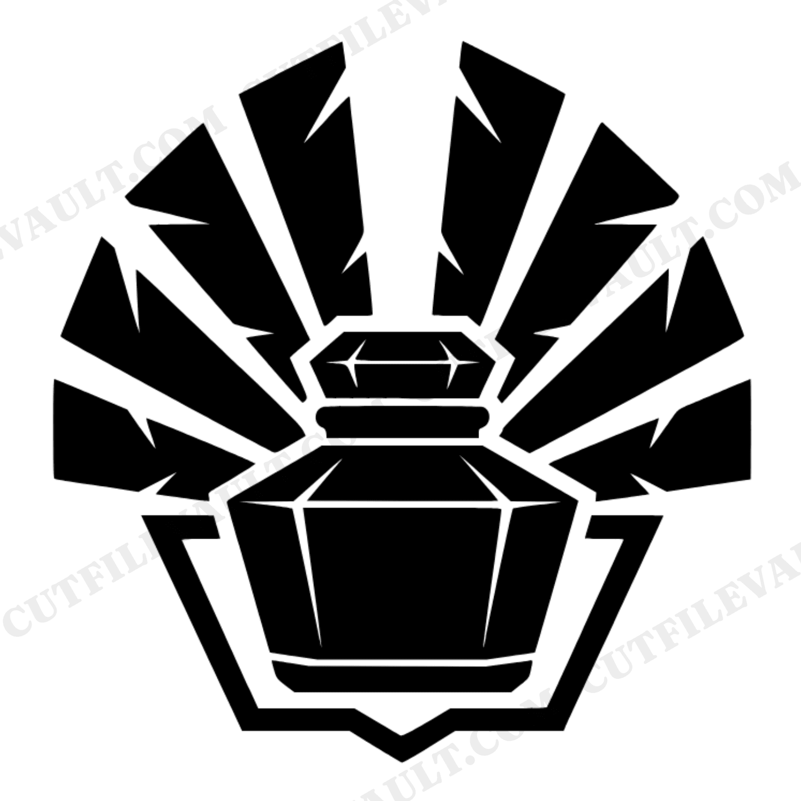 Art Deco Inkwell SVG PNG, Academic Crest with Quills, Teacher Appreciation Gift, Back to School Decor, view 1